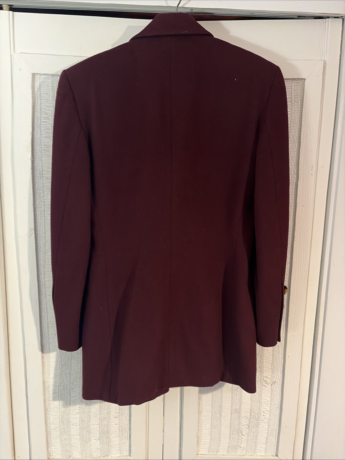 Vintage Escada Margaretha Ley Burgundy Wool Blazer Gold Buttons EU 34 US 2