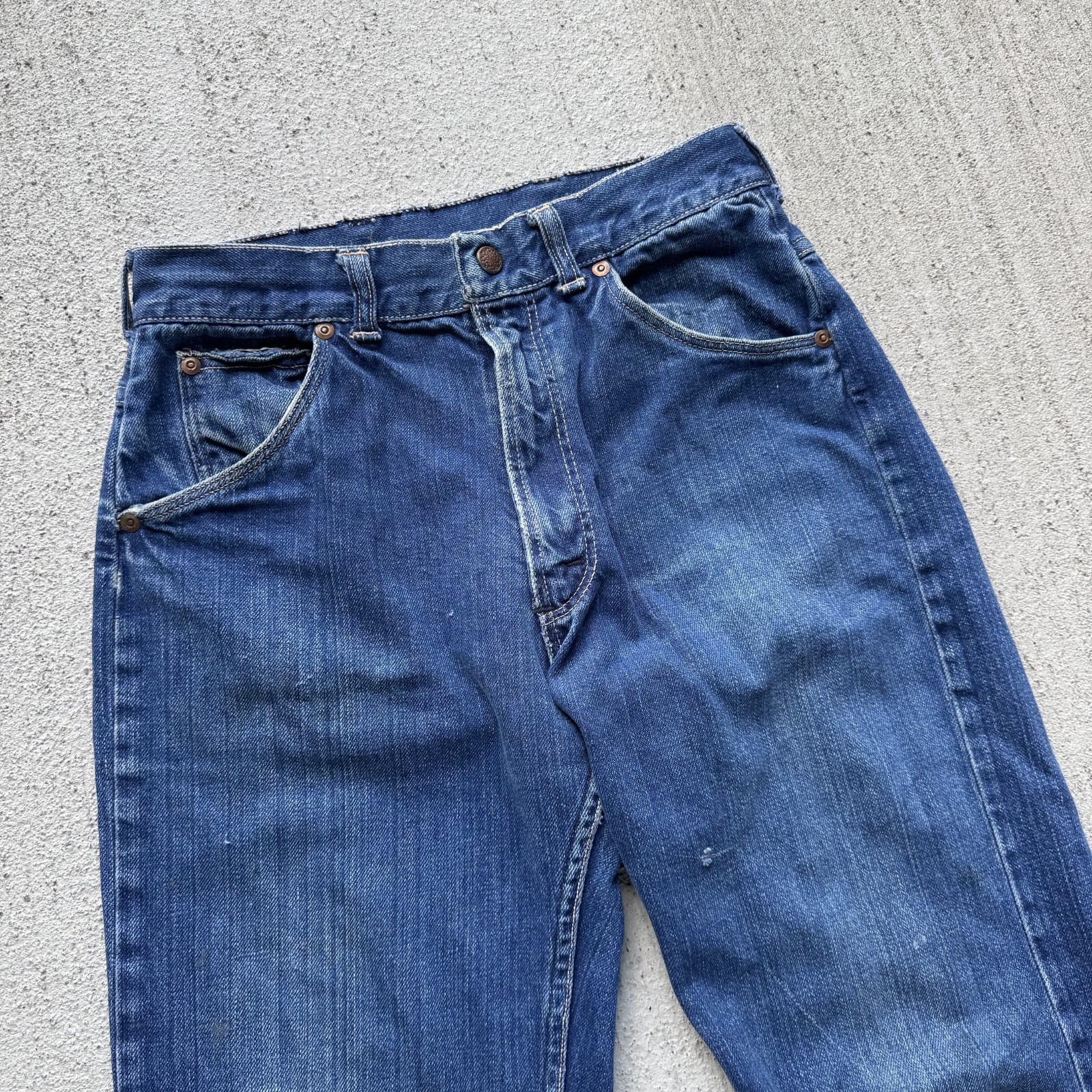 1960s Circle S Sears Roebuck and Co Half Selvedge Dark Wash Jeans 26×24.5 Short