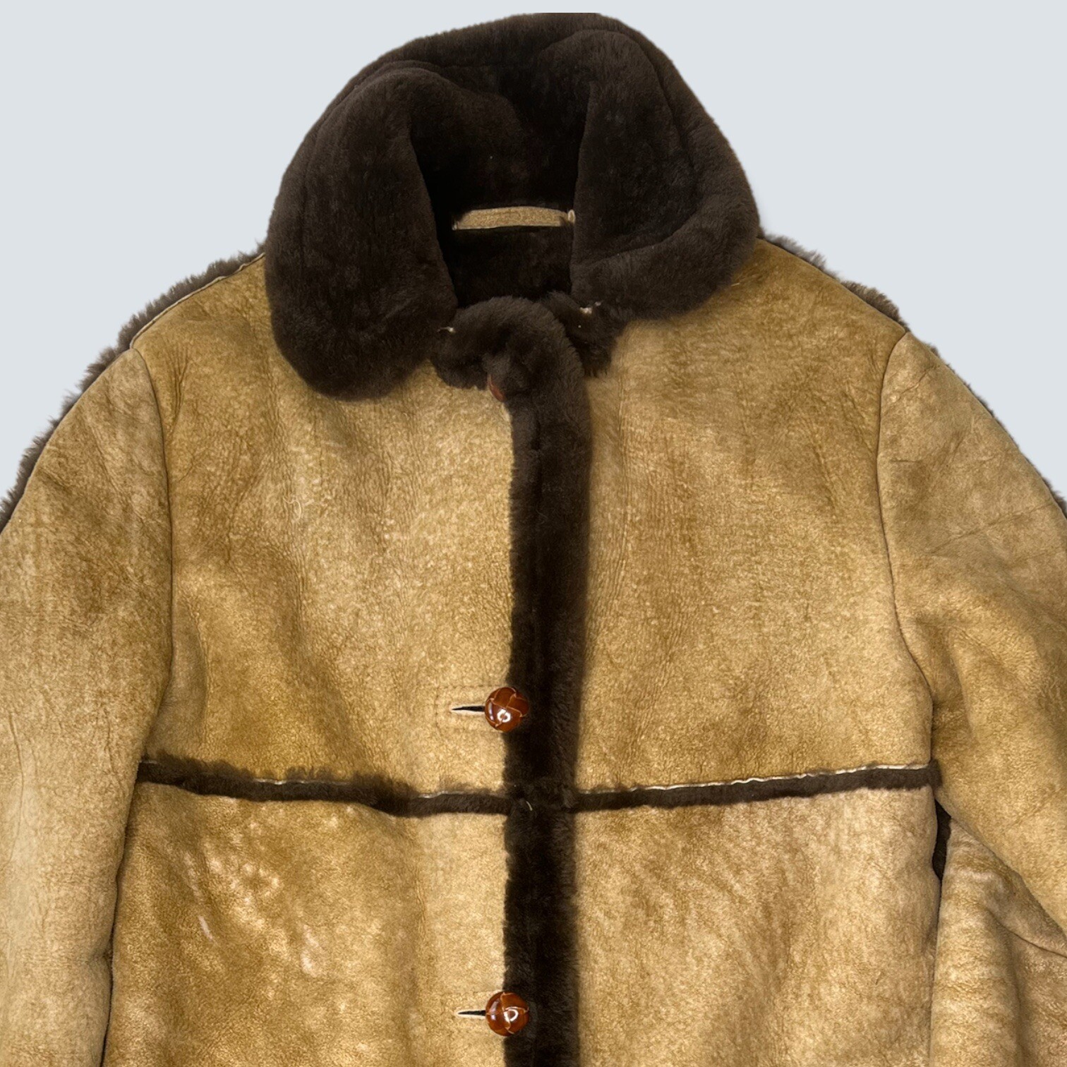 Vintage Womens Sawyer Napa Shearling Ranch Coat Jacket Sheepskin 1970s