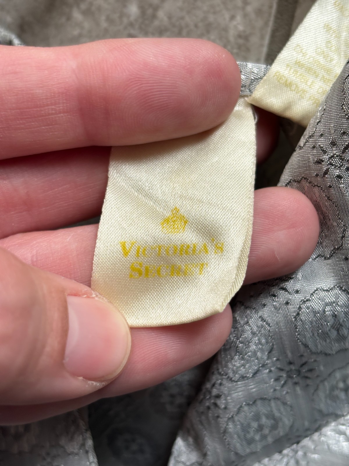 Vintage 90s Y2K 2000 Victorias Secret Jacquard Satin Maxi Slip Dress Nightgown S