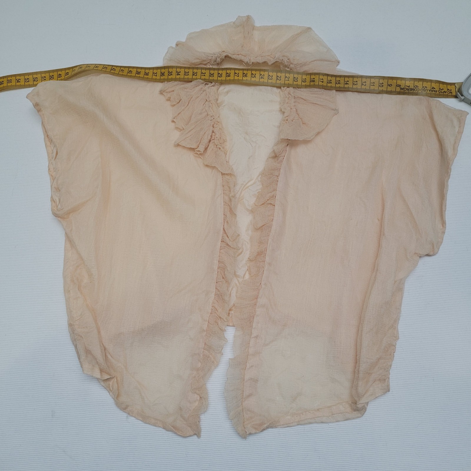 Antique Regency Sheer Muslin Bolero Peach Ruffles c.1800s Lingerie Cover-Up