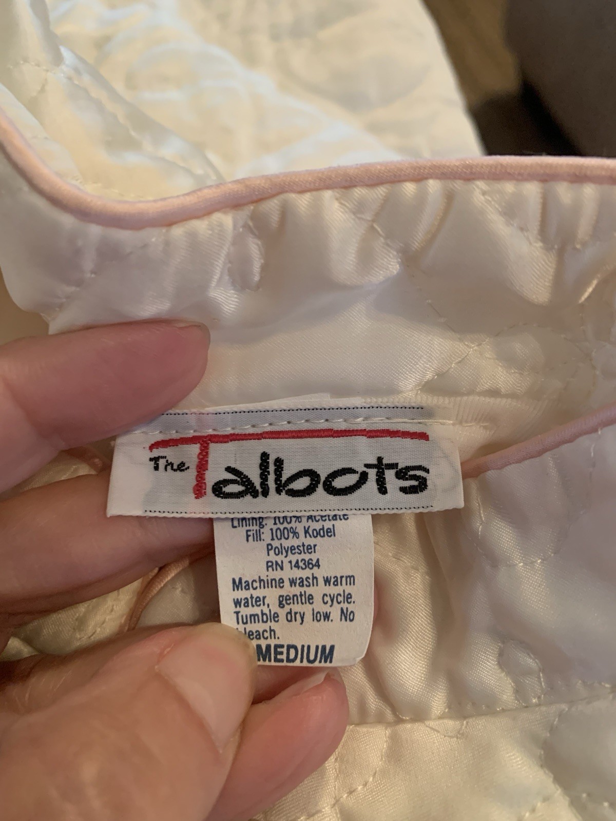 Vintage Talbots NOSWT Bed Jacket Quilted Cream W/Light Pink Button Up USA Size M