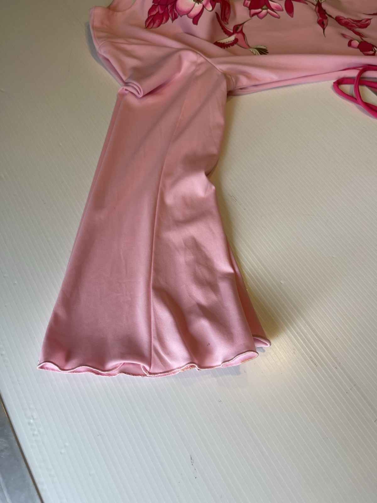 VTG Miss Shaheen Hawaiian 70s Pink Floral Hummingbird Sheath Belted Dress