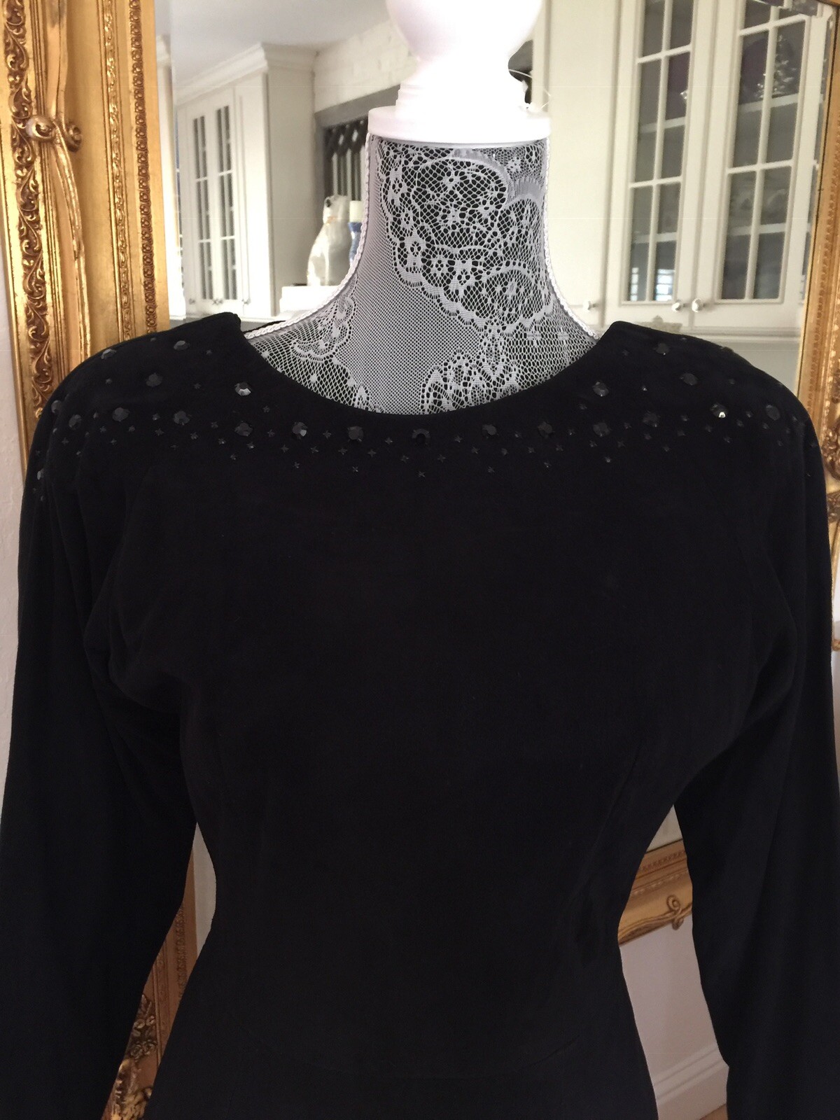 1980’s Vintage Black Suede Evening Dress By Vakko