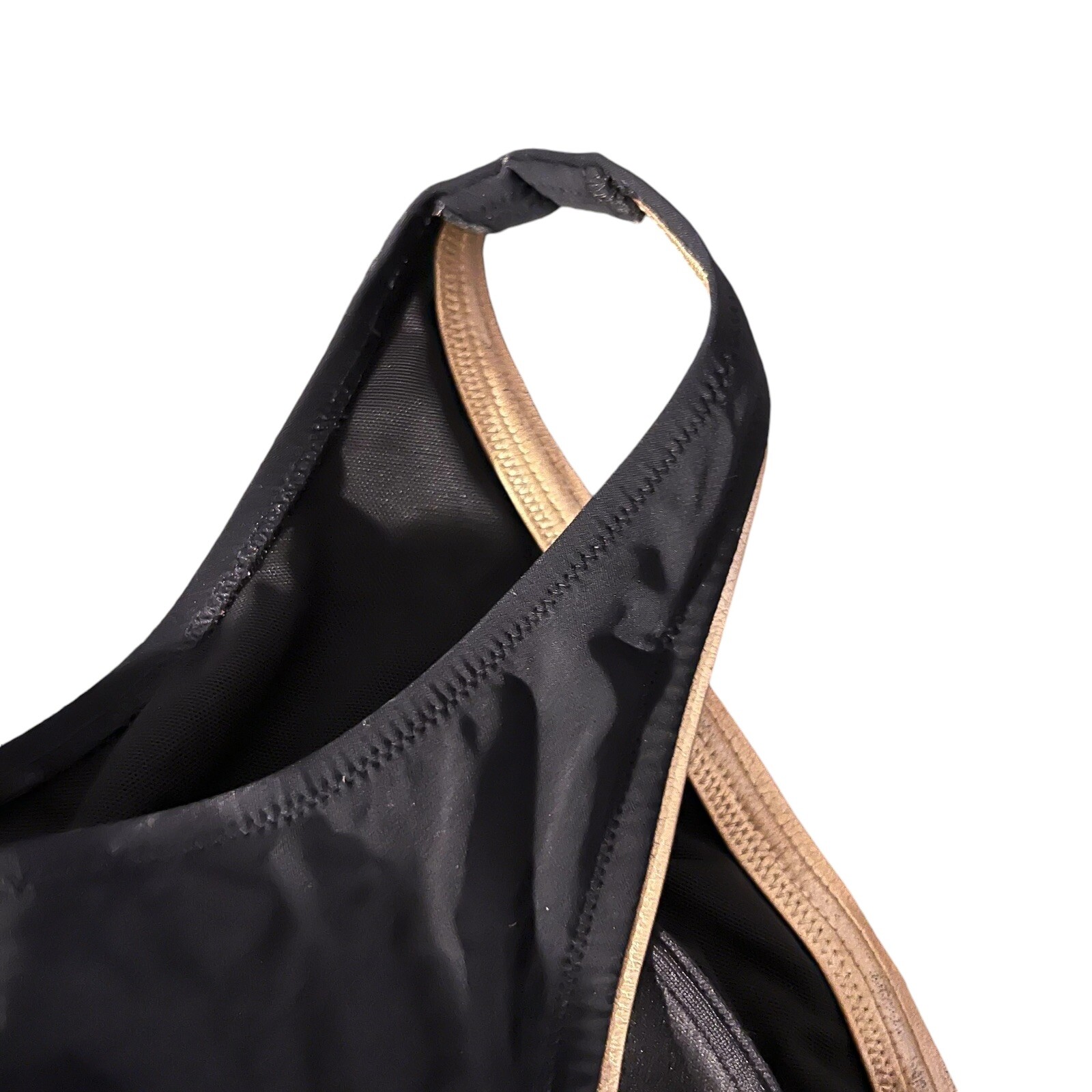 Vintage Gottex Swimsuit Black Gold Sunburst Size 16 Retro 80s Swimwear