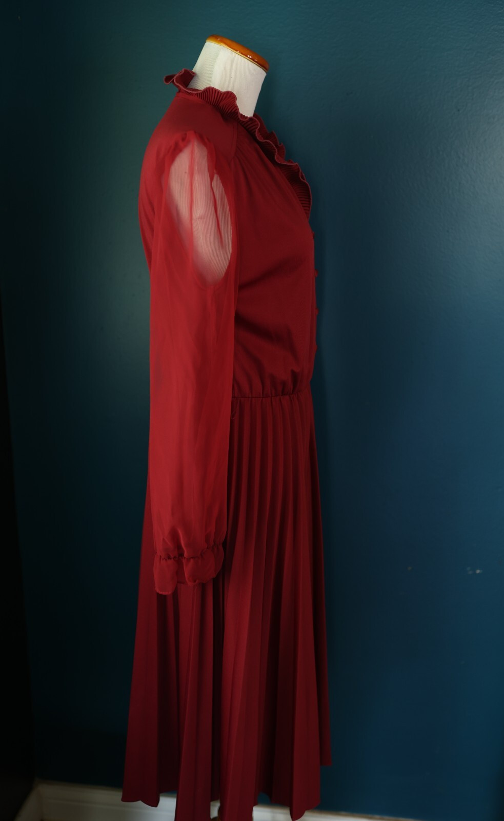 Montgomery Ward Vintage According Pleated Ruffle Sheer Sleeve Retro Pin Up Retro