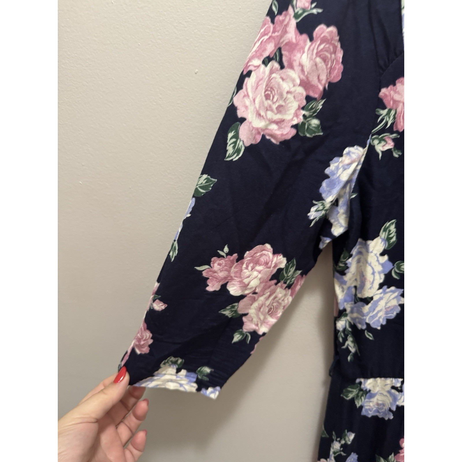 Vintage tabby of california Midi Navy Floral Size 8 Made In USA