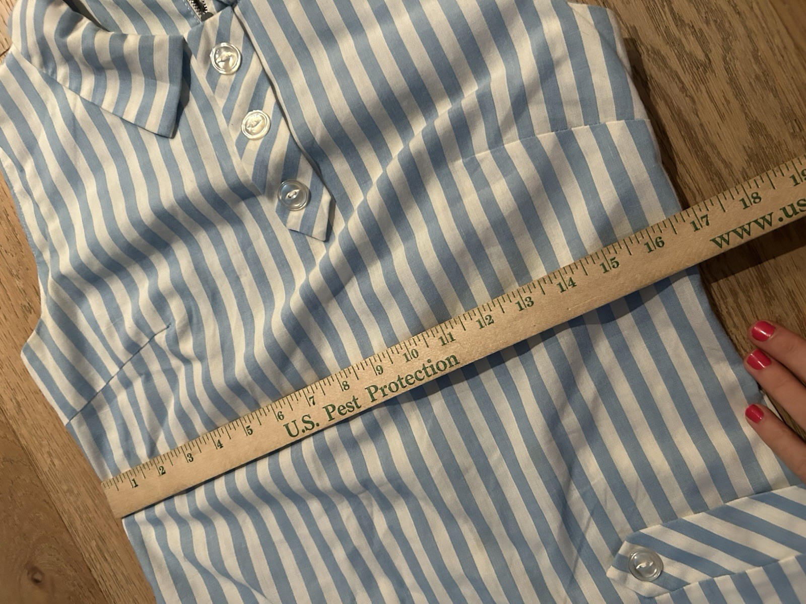 Vintage 1960’s Dress Women’s Blue Stripe Aline Everyday Casual Sleeveless