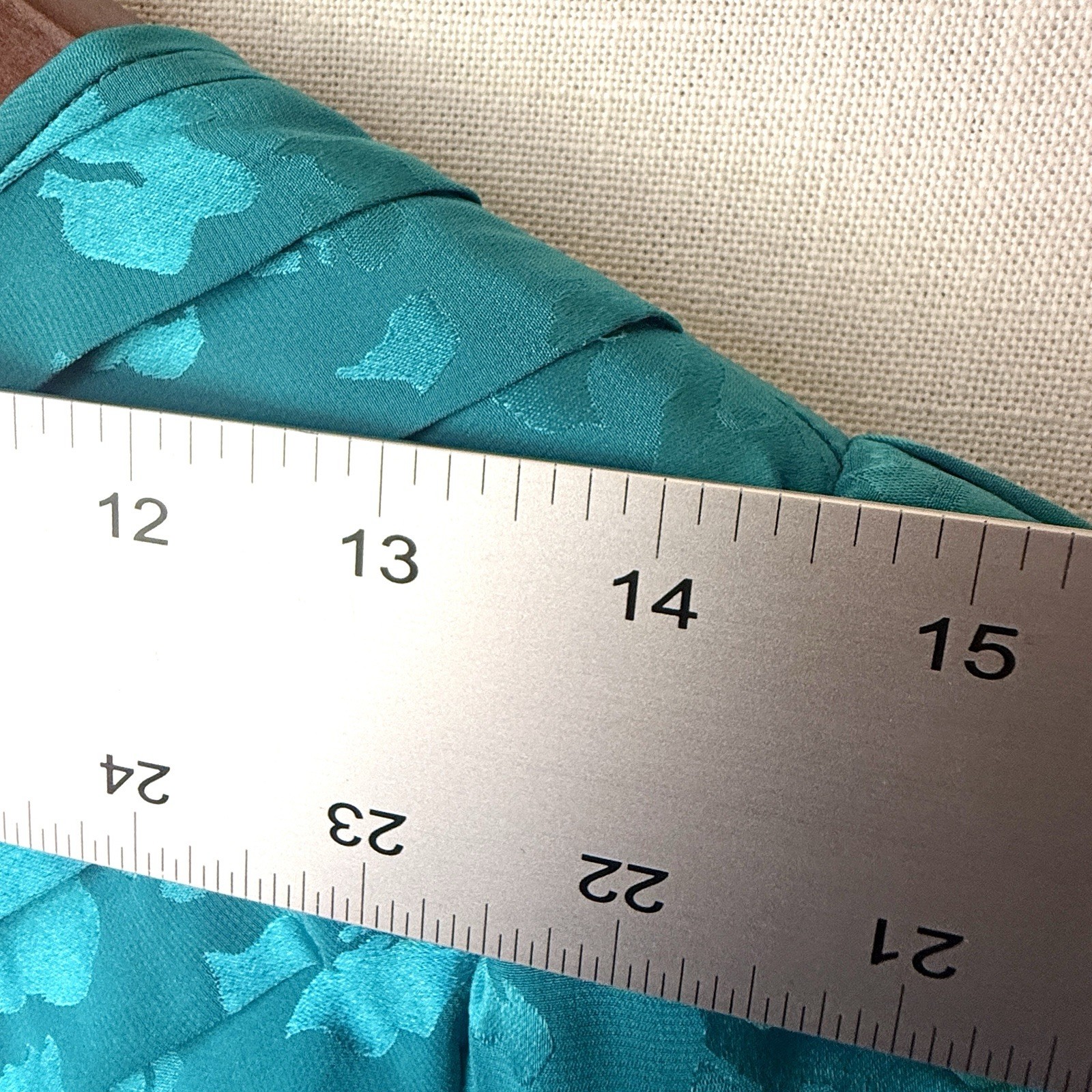 Vintage Women’s Lauren Alexandra 100% Silk Teal Jacquard Midi Dress Sz 8