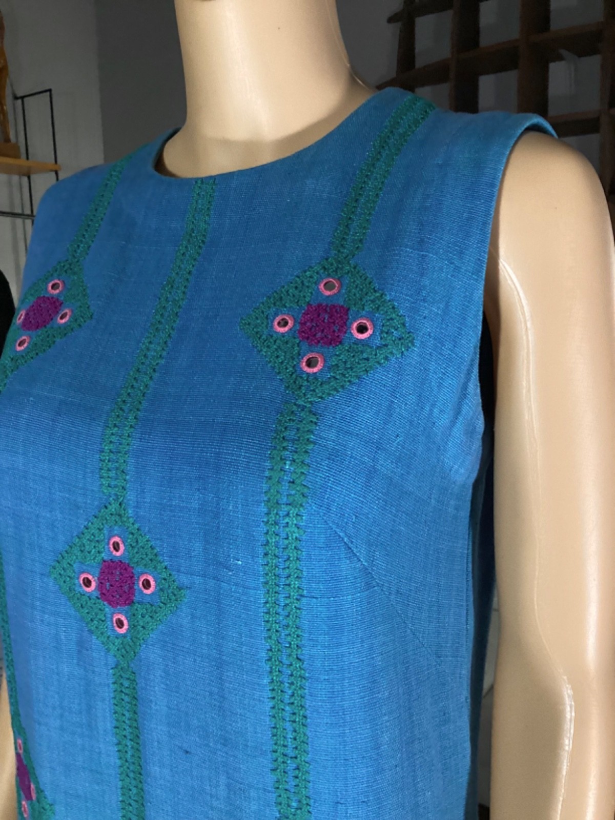 Vintage 60’s 70’s Pakistani Cotton Embroidered Maxi India Dress Hippie Boho