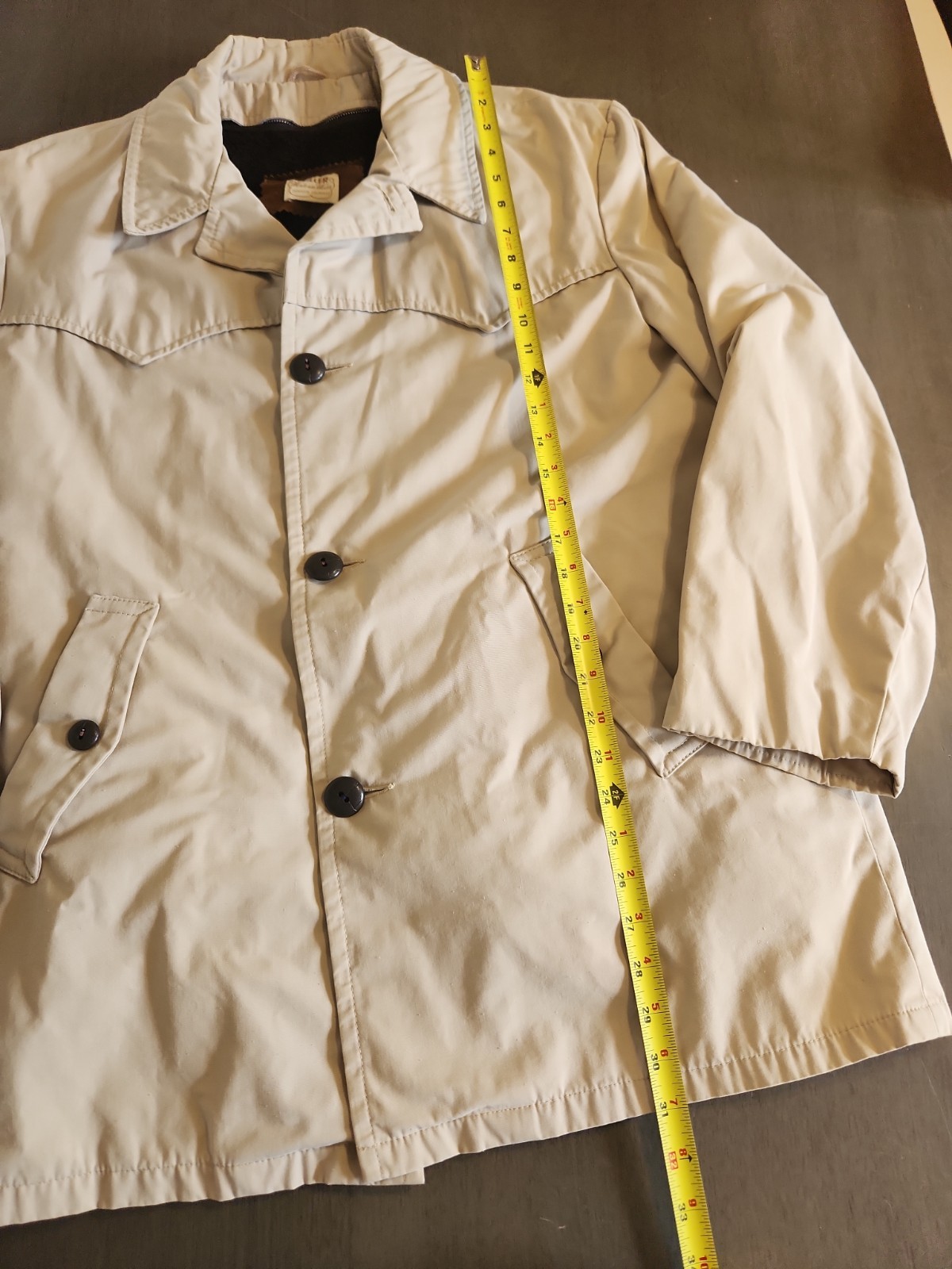 Vintage Miller Western Wear Denver CO Tan Ranch Coat Sz 46 Sherpa Liner Rodeo