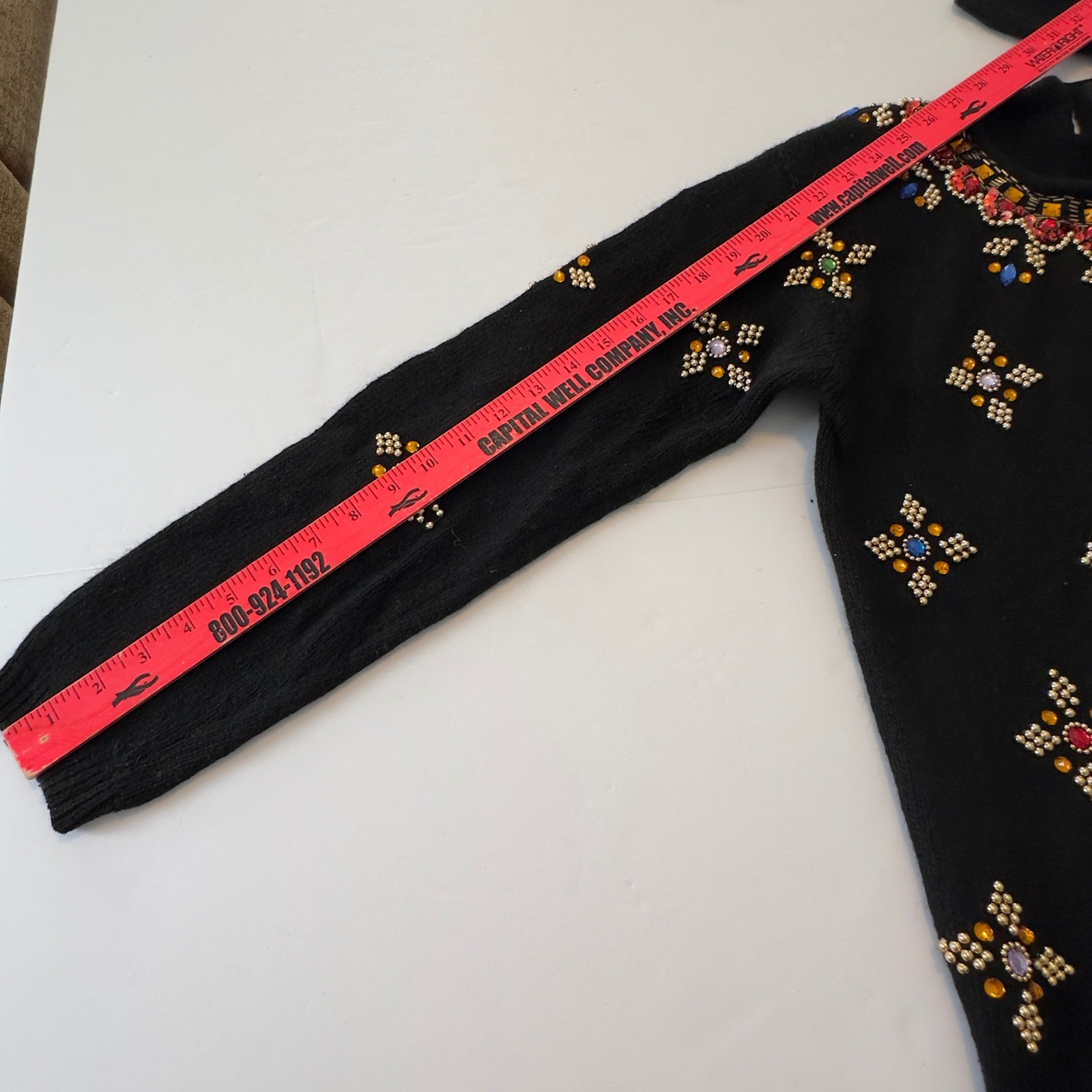 Work in Progress Gladys Bagley Vintage Beaded Silk Angora Sweater Black Medium