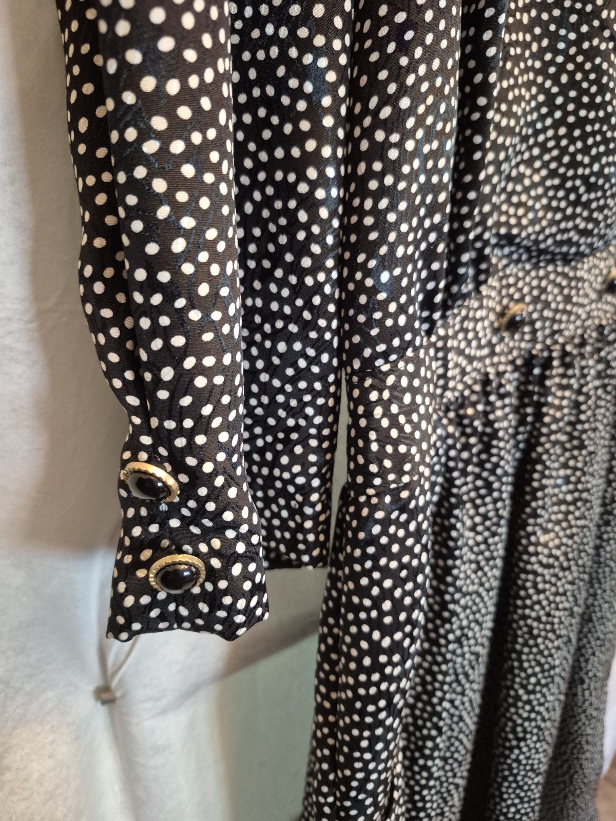Vtg Breli Originals Size 18 Black W/white Polka Dots Dress With Pockets