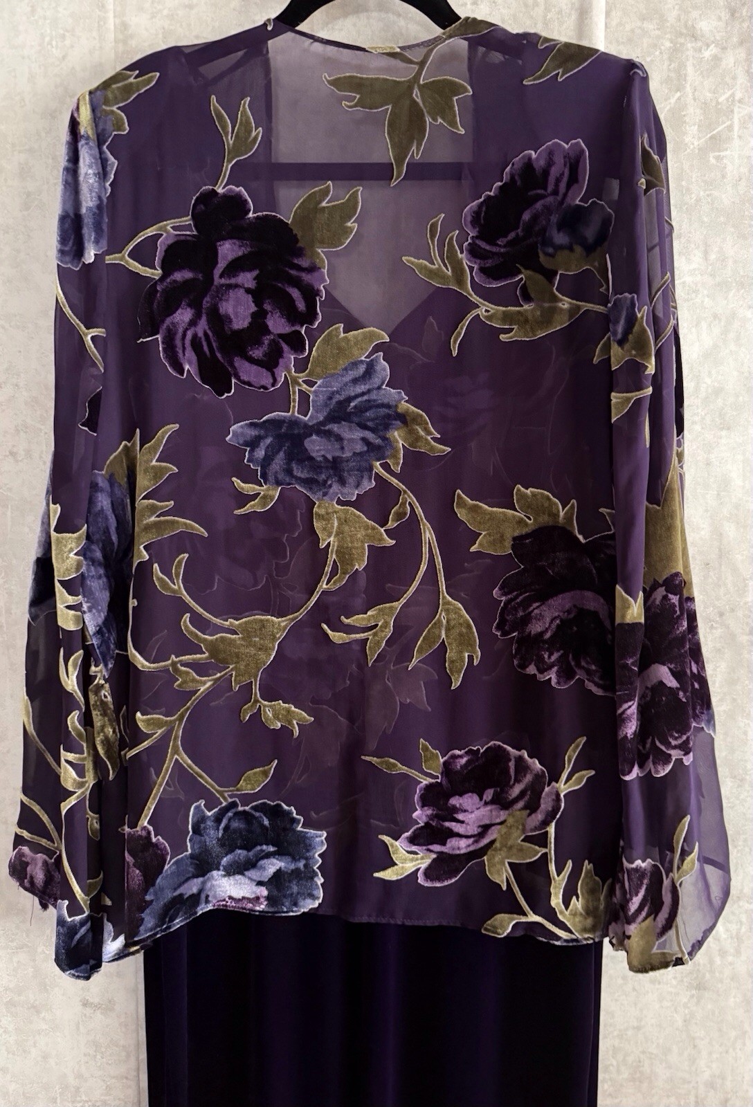 Vintage Jeffery & Dara Purple 2Pc Floral Jacket Blouse Sleeveless Dress Sz 10