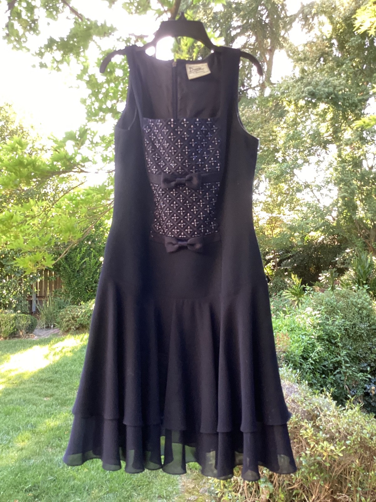Vintage Dusk by Frank Usher Navy Blue Sequin Rhinestone Cocktail Dress