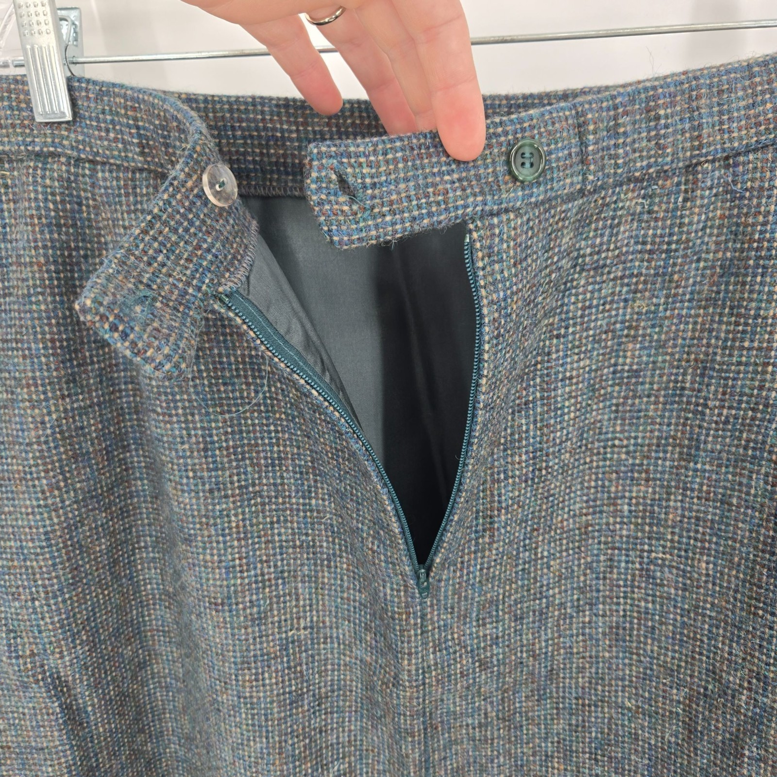 Saville II vintage wool mohair blue gray 38 skirt set long sleeve sz 44 jacket