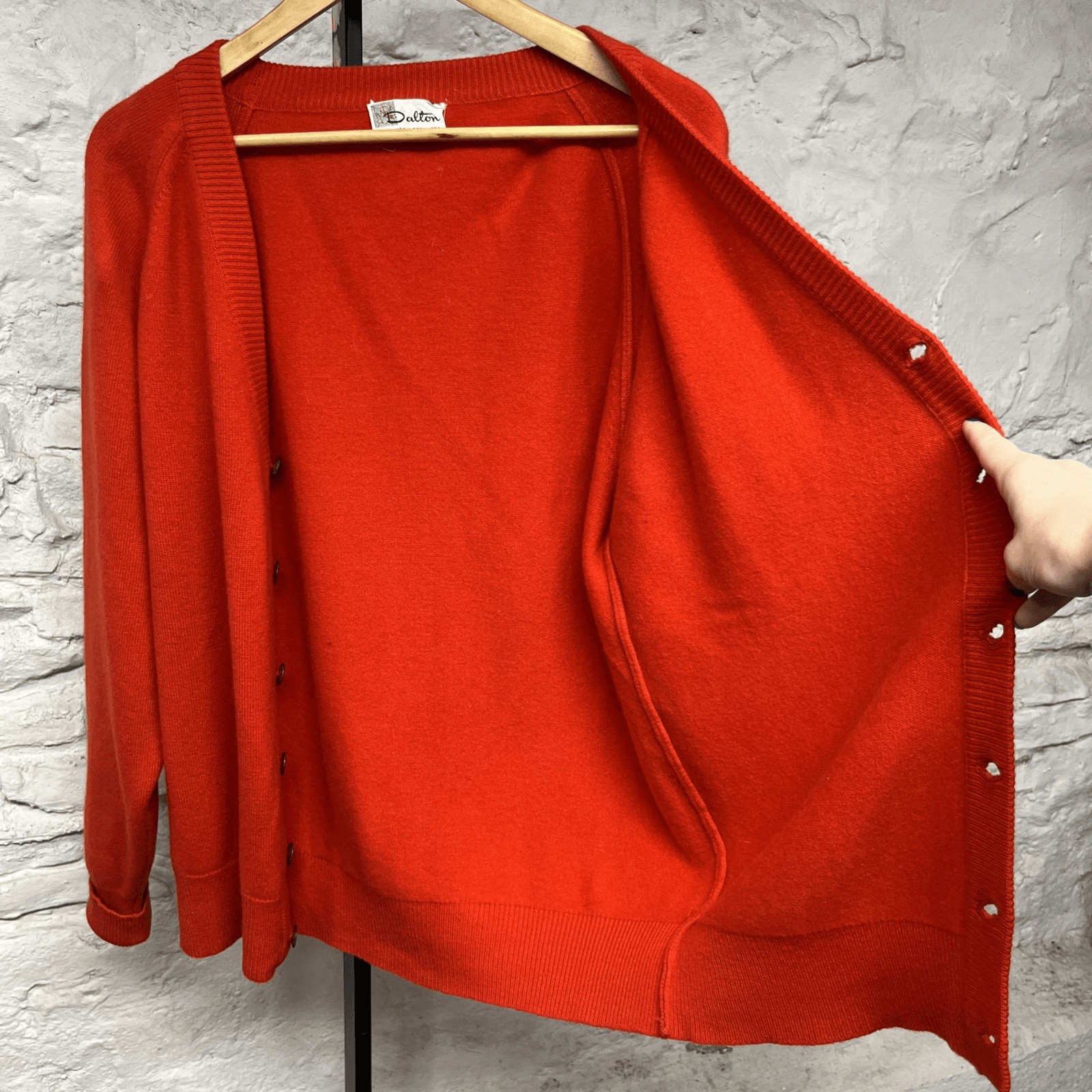 Dalton 100% Cashmere Cardigan Sweater Grandpa Hipster Red True Vintage 1960s