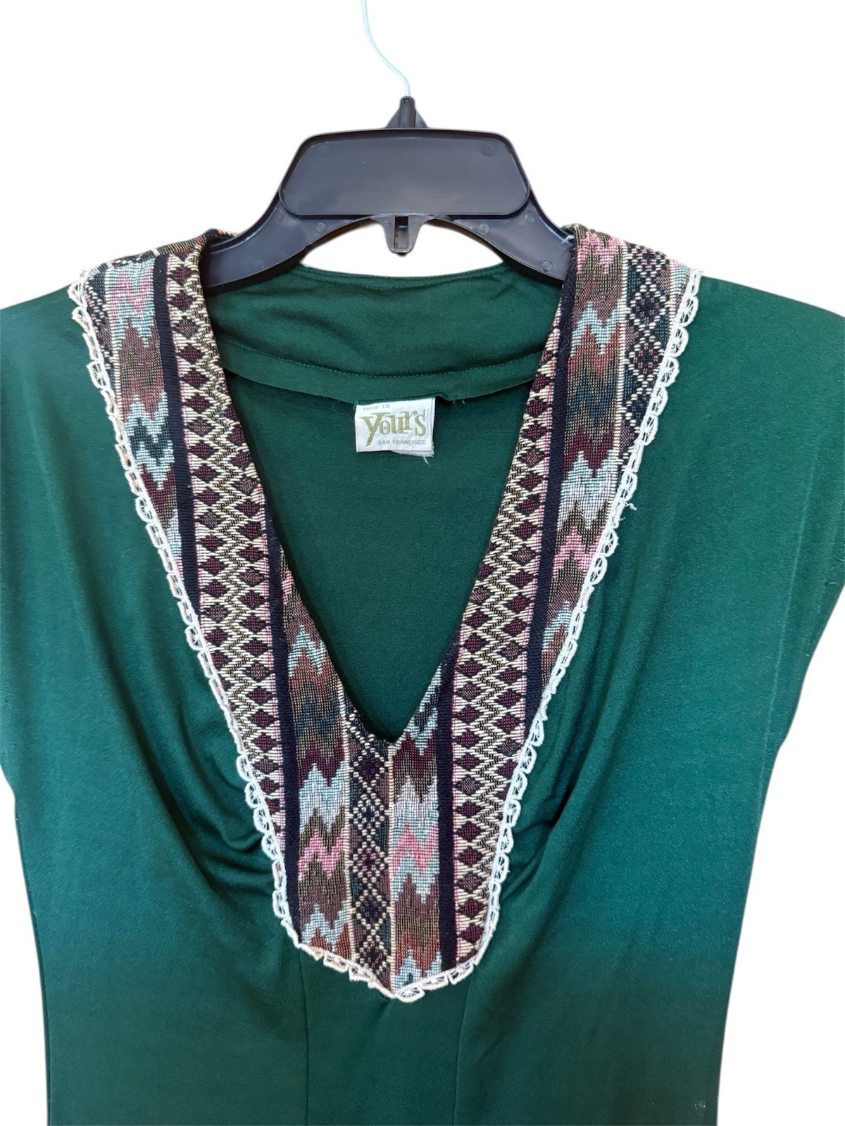 This Is Yours San Francisco Vintage Green Tapestry Maxi Dress Small? See Measure