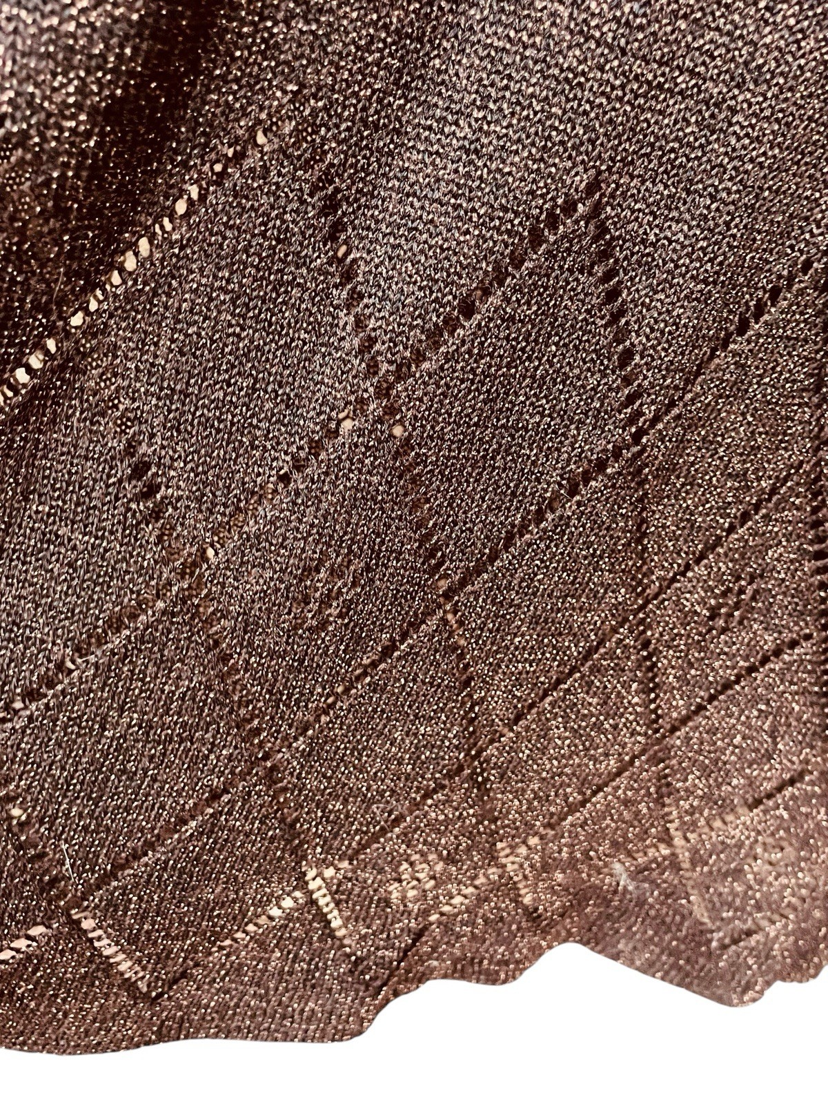 Vtg 70’s WENJILLI Bronze Metallic Slinky Knit Lurex Shimmer Maxi Dress 11 / 12