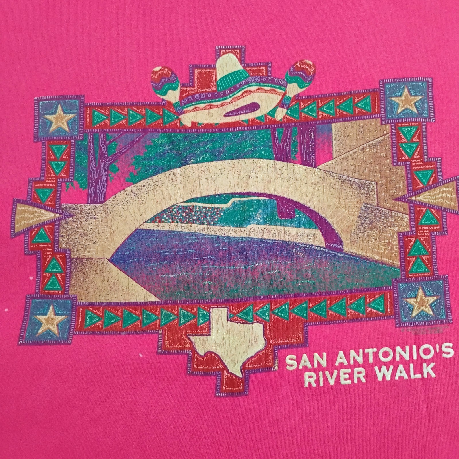 Vintage San Antonio Riverwalk T-shirt 90s Tee Pink XL Single Stitch
