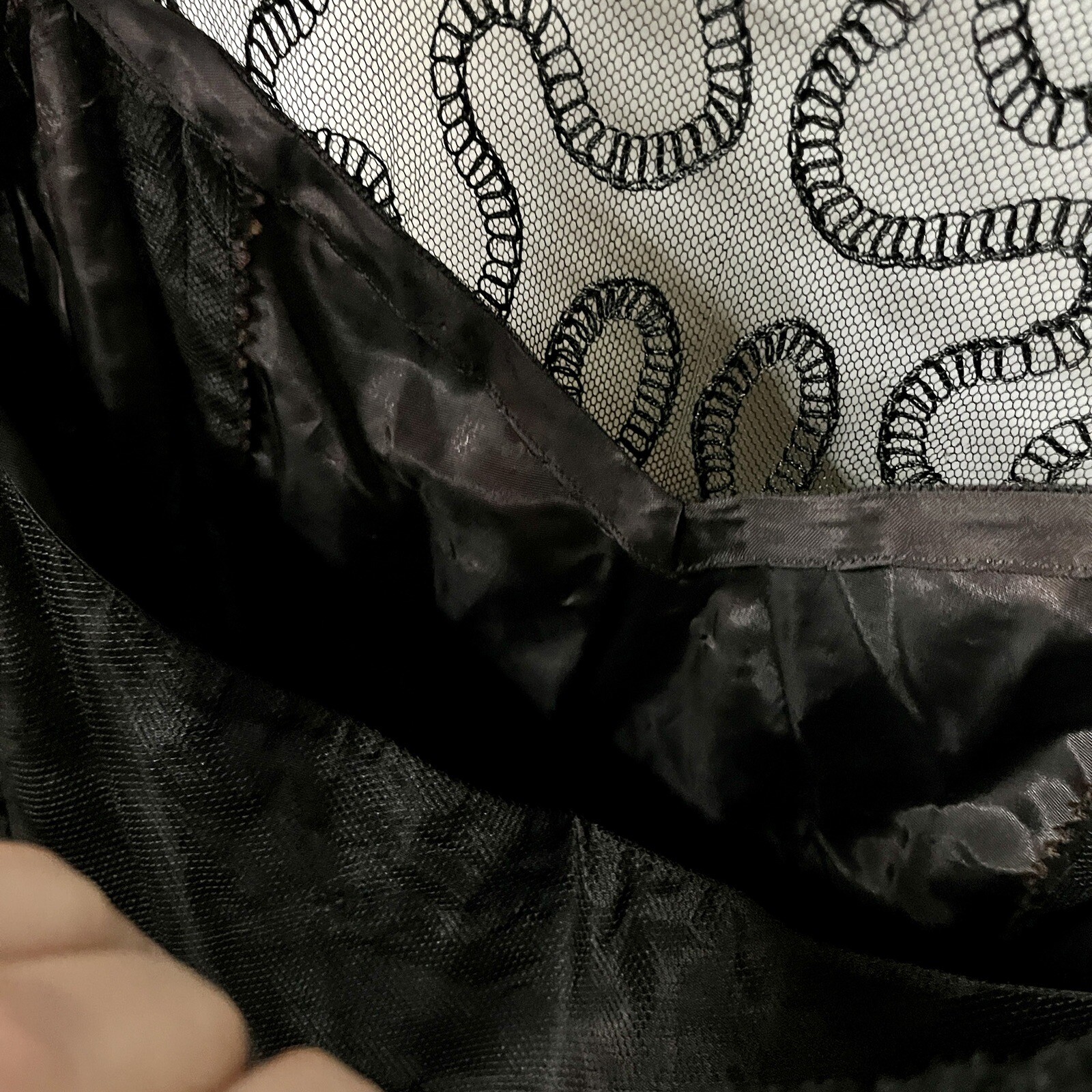 Vintage COUTURE 30s 40s Black Abstract LACE Dress 12