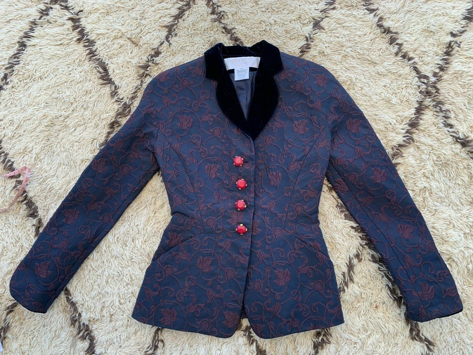 Nina Ricci Edition Boutique Paris Brocade navy and burgundy blazer