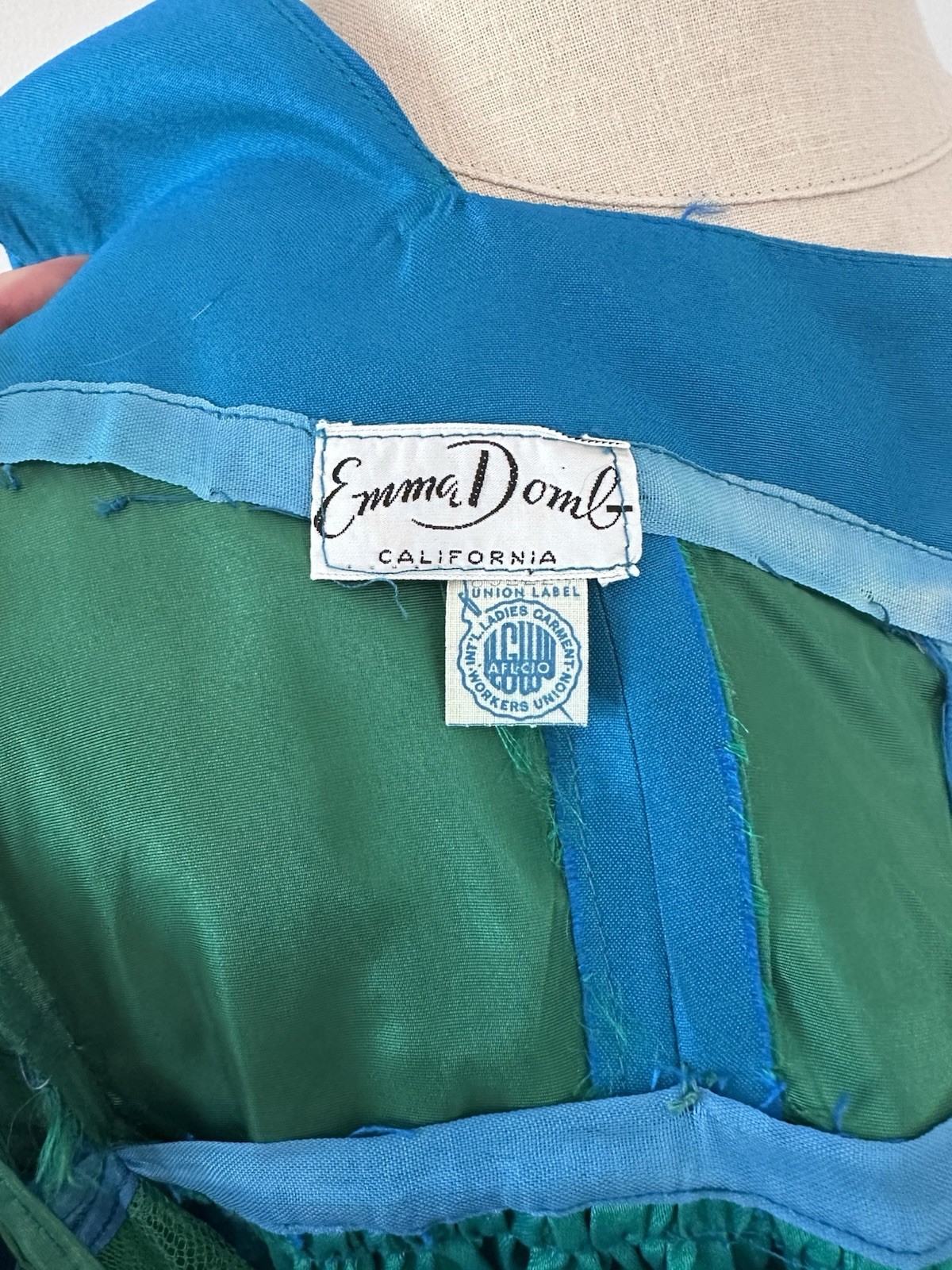 Emma Domb Vintage 1950s Party Prom Dress Floor Length Electric Blue Size 15