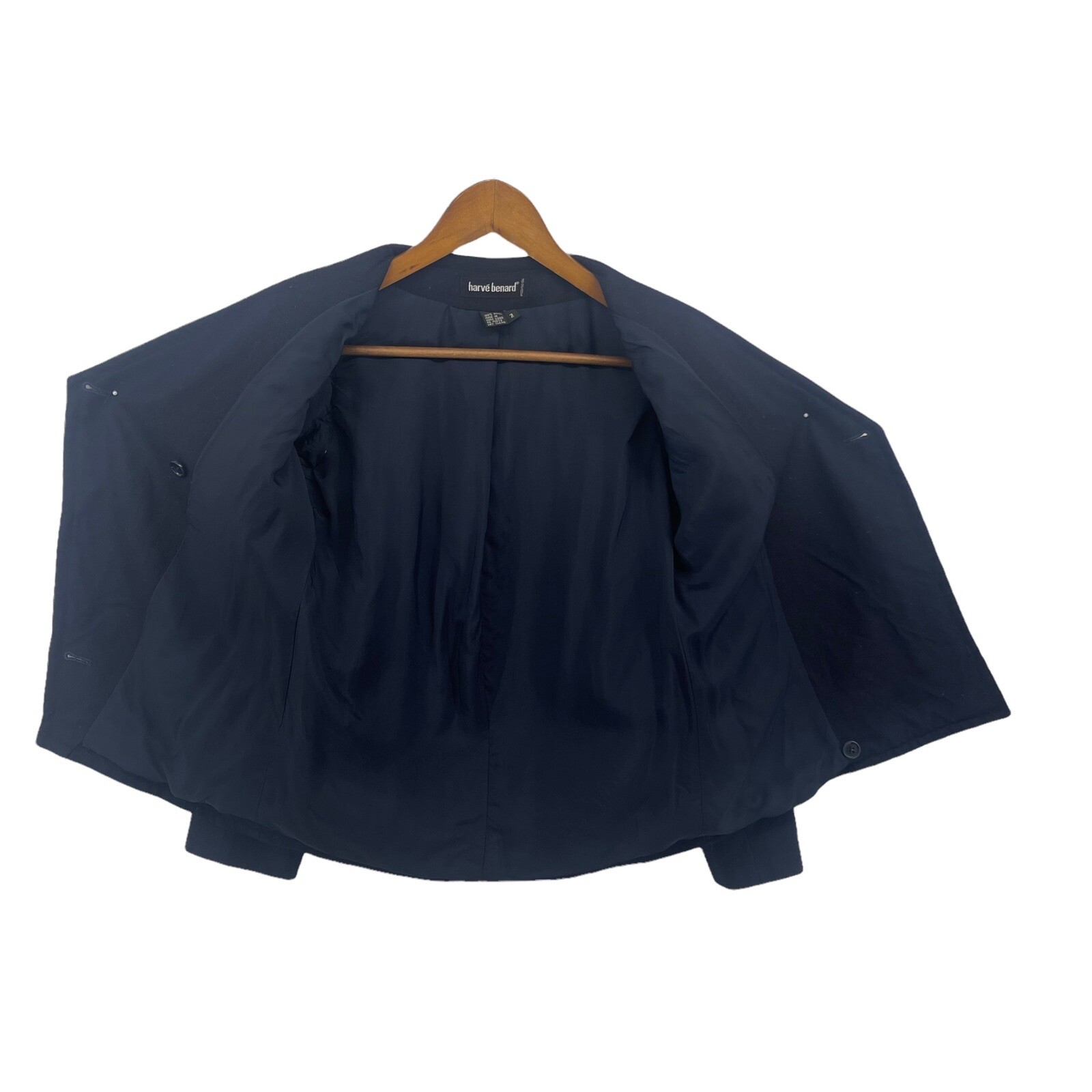 Harve Benard Jacket Womens 2 Blue Cropped Blazer Asymmetrical 1980s Vintage