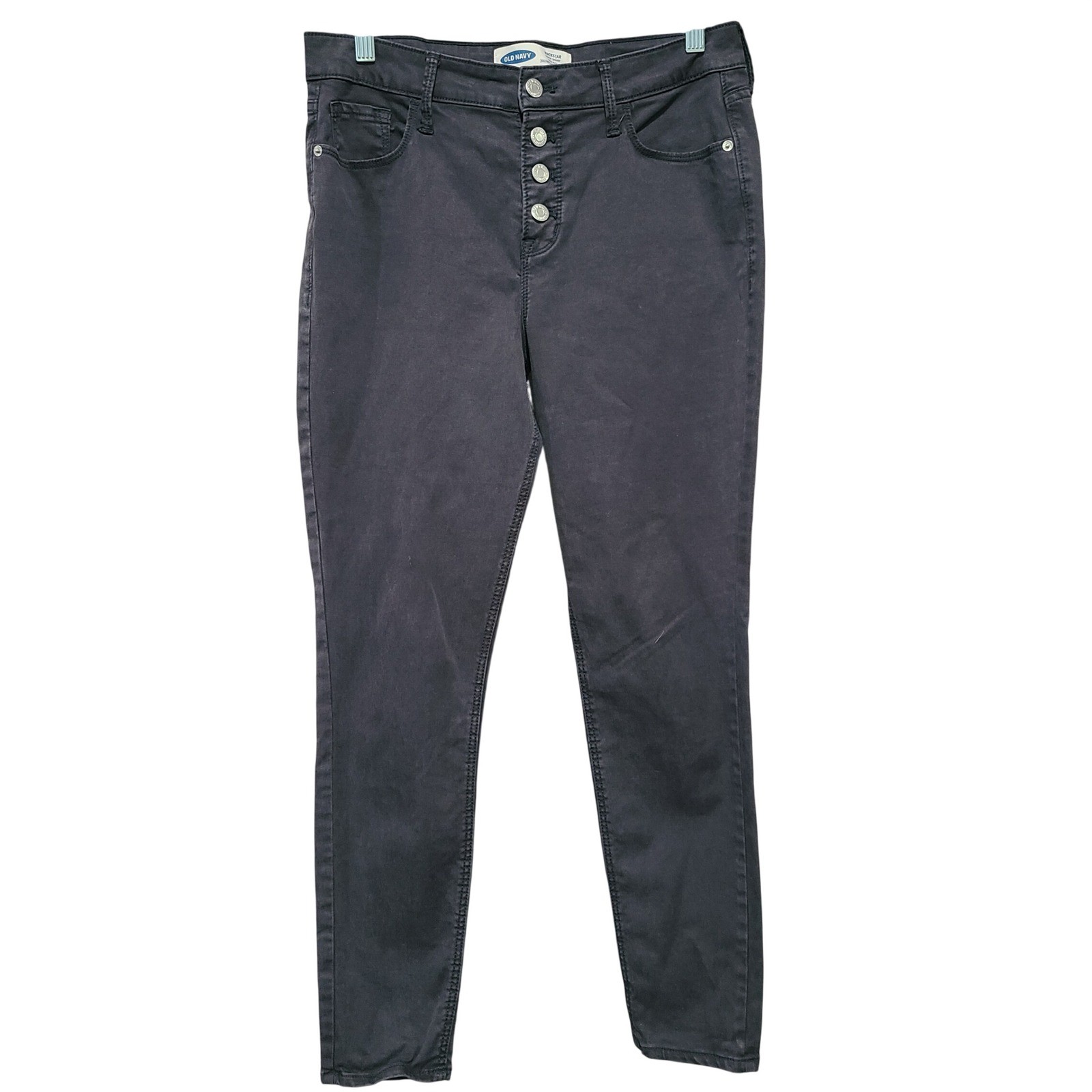 Old Navy Rockstar Super Skinny High Rise Sateen Carbon Black Pants Jeans 10P