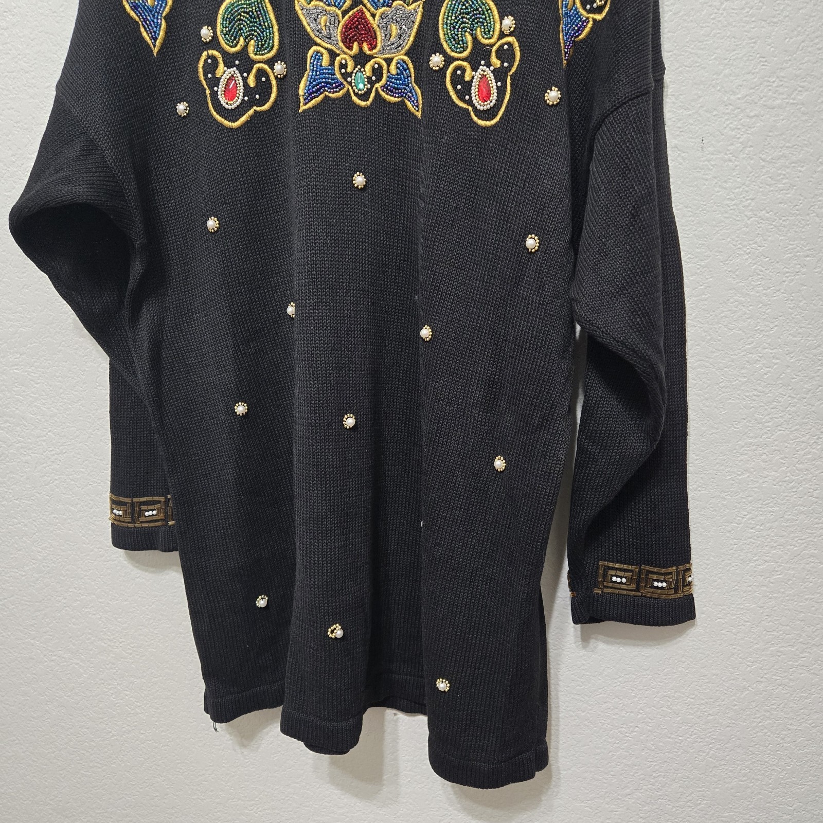 Vintage V J Woman Beaded Sweater Size 1X