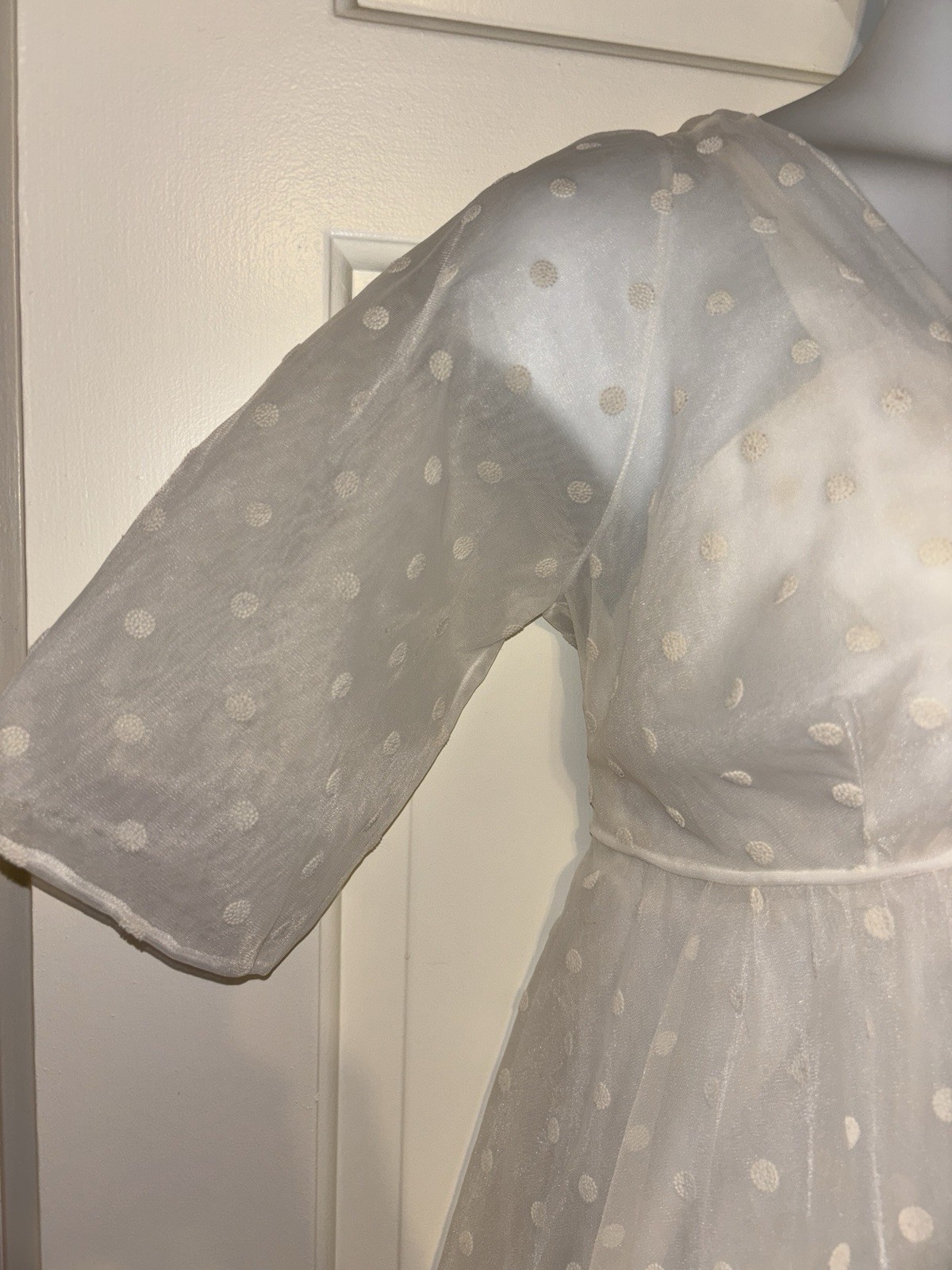 VTG 60s Lisette By Al Sterling Peignoir Set Polka Dot Sheer Chiffon Boudoir Sexy