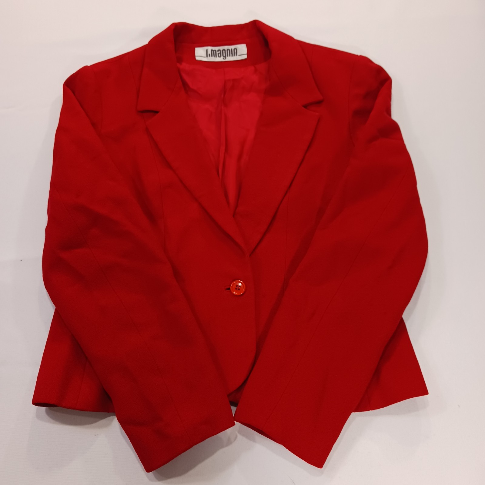 Vintage I. Magnin David Hayes Women’s Red 100% Pure Wool Blazer Jacket Size 14