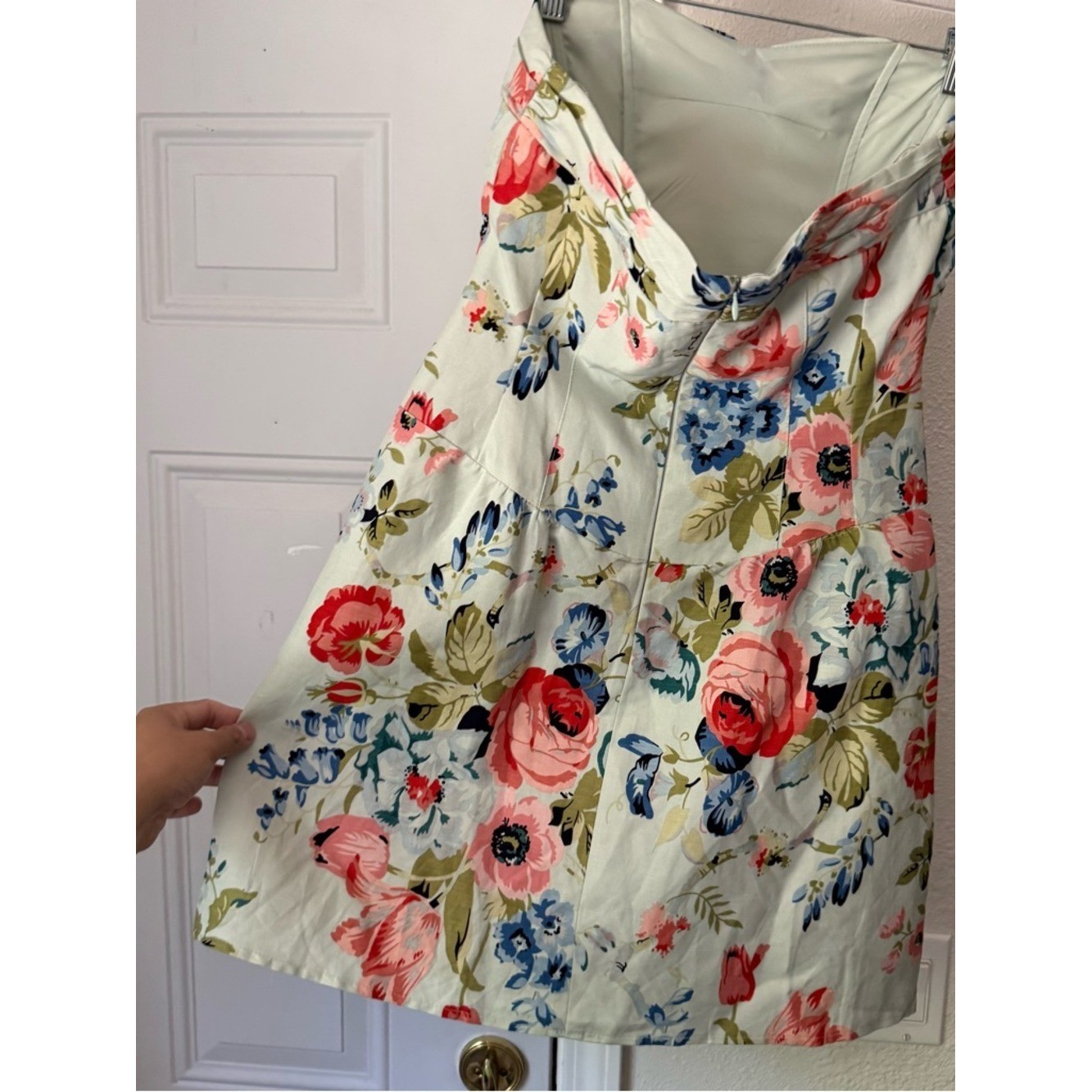 NANETTE LEPORE y2k vintage floral mint green strapless tie a-line mini dress