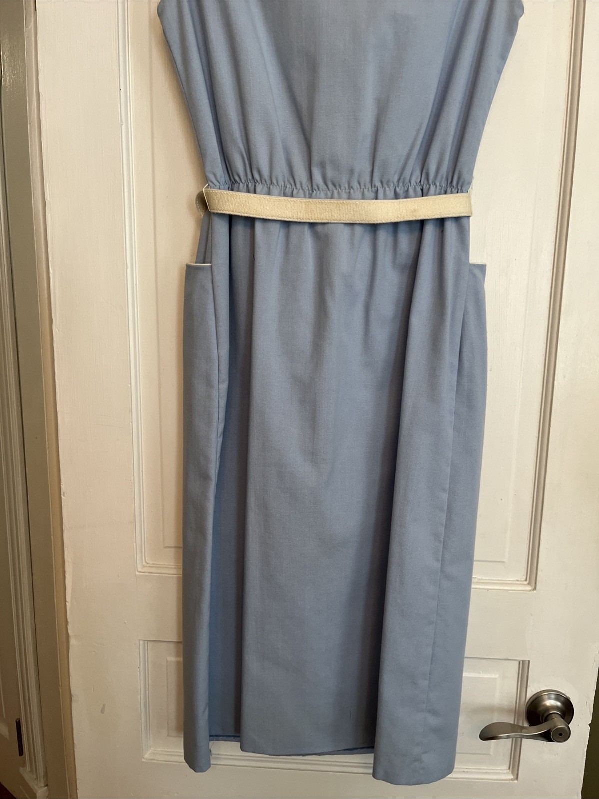 Leslie Fay Original Blue Oxford Cloth Sleeveless Shirtwaist