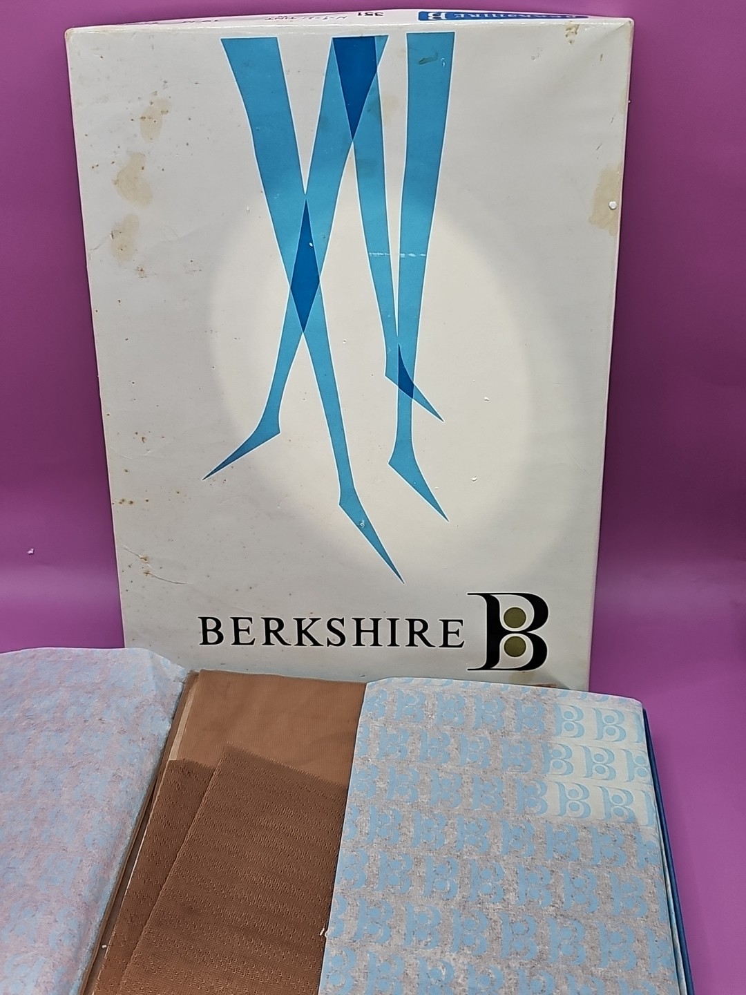 Berkshire Vintage Hosiery. Lot Of 2 Pair Garter Stockings 10M 351 Tint CU In Box