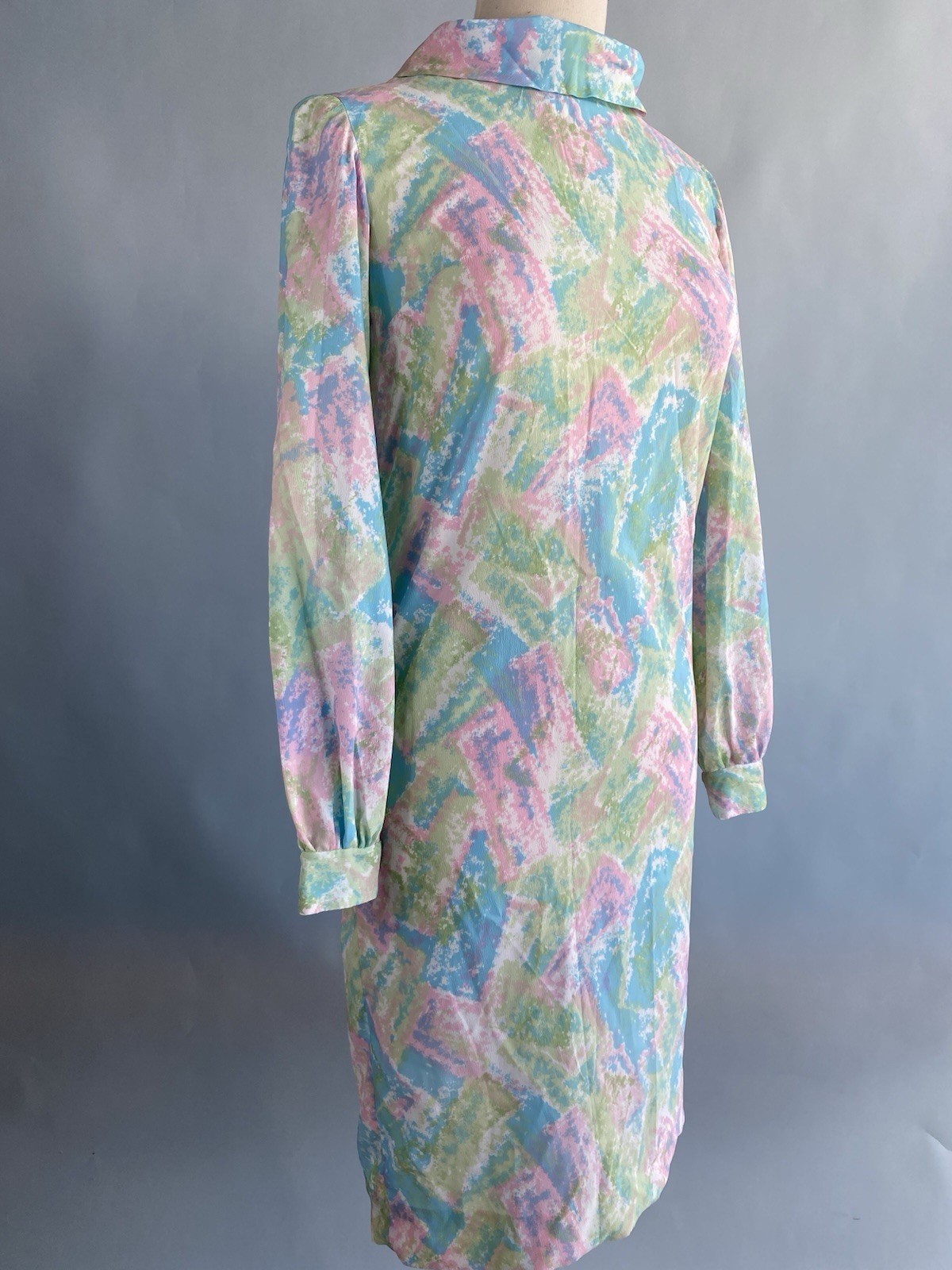Vintage 1960’s Midcentury Modern Pastel Watercolor Abstract Print Shift Dress Sm