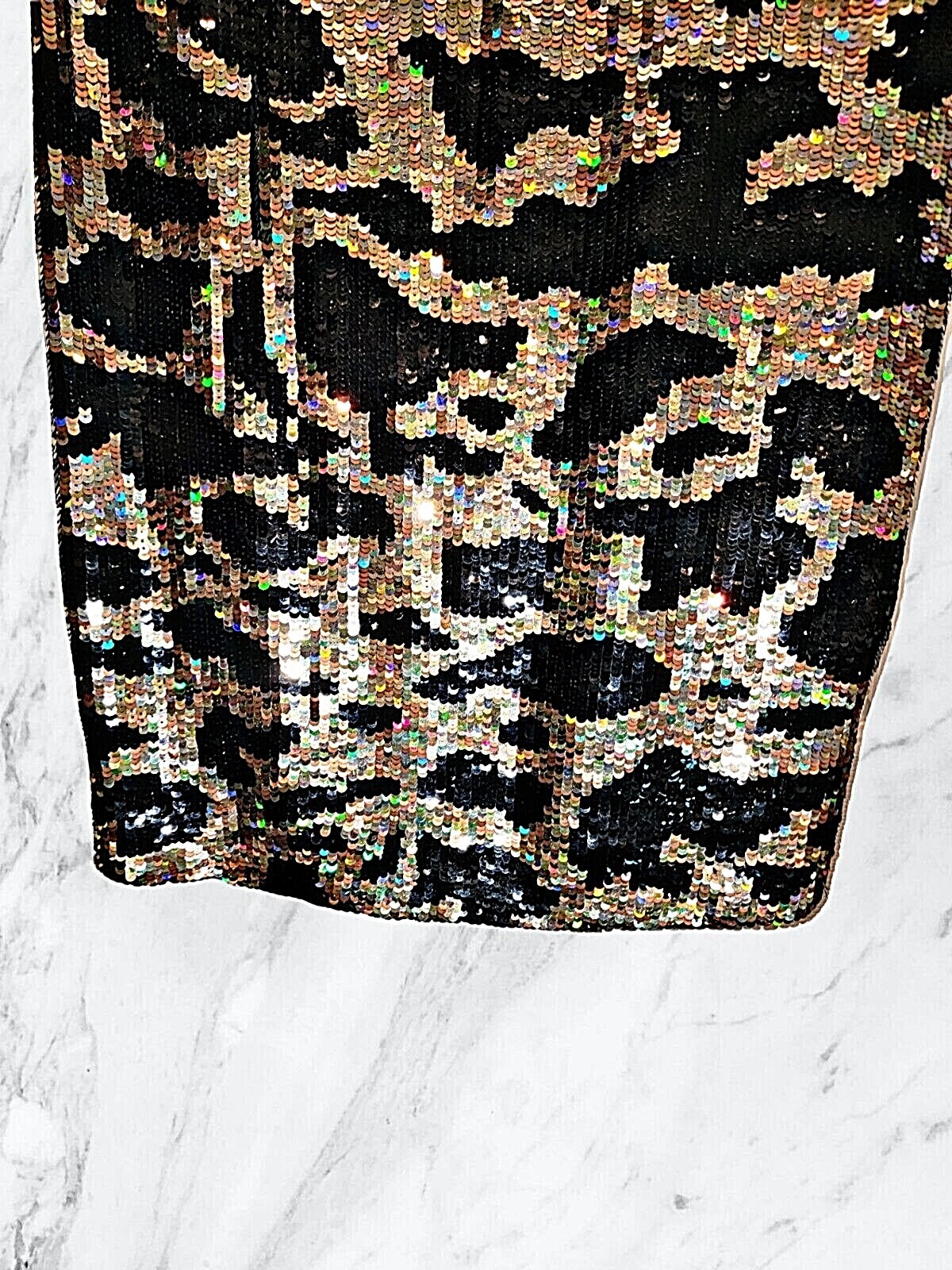 Y2K Dress Womens (Size P) Naeem Khan Riazze Boutique Holographic Gold Black