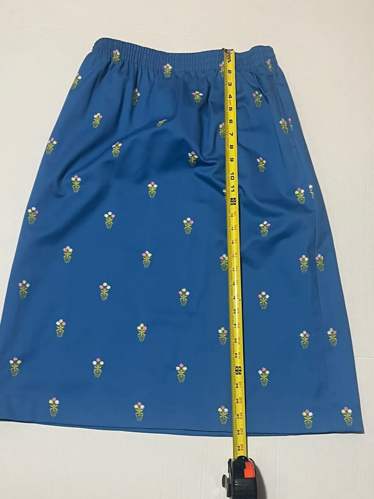 Vtg David Brooks Plant Flower Embroidered Long Skirt Blue Size 14 Cottagecore