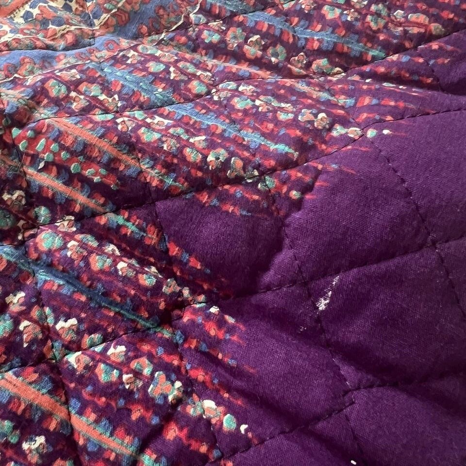 Vtg 70s Circa 2000 Brand Deep V Neck Velvet And Quilted Maxi Dress SM