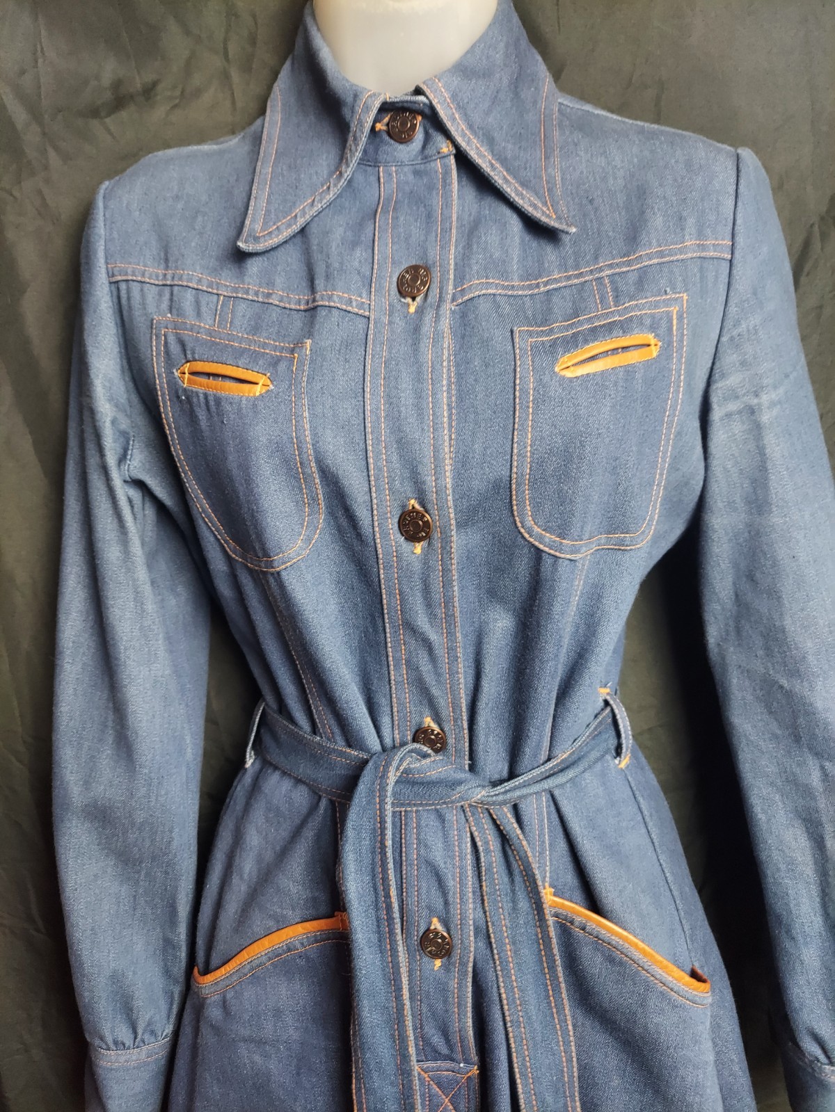1970’s Big Brother & The Holding Co. Western Jean Dress Size S/M~ Minor Damage