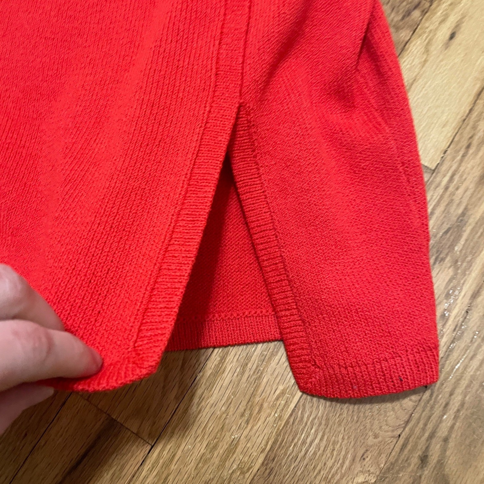 VTG St John Red Santana Knit Wrap Midi Dress Short Sleeve Old Money Designer