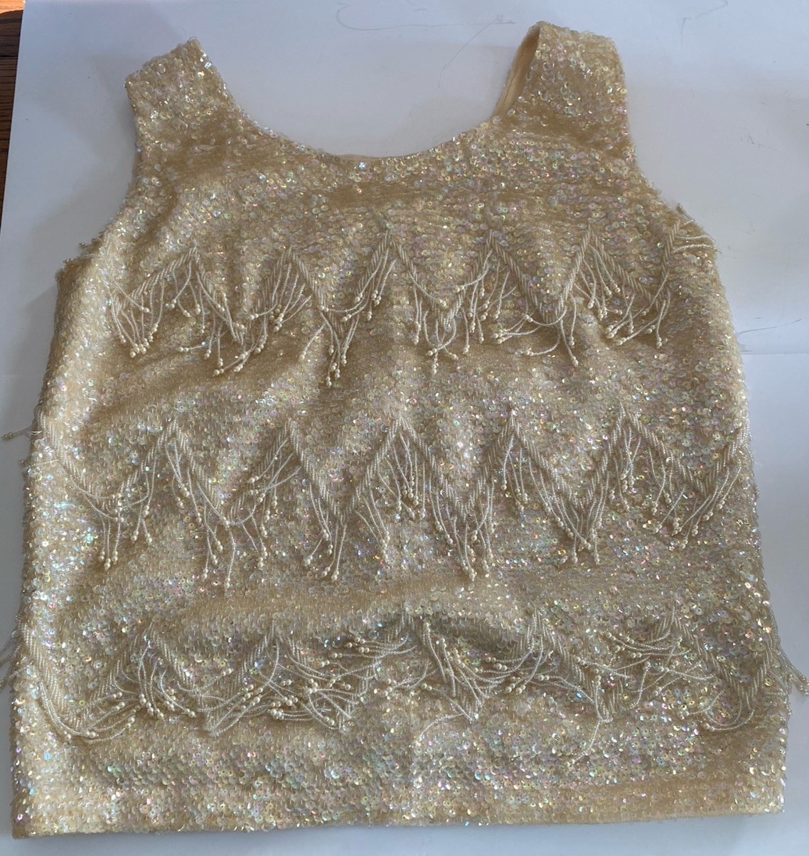 Vintage ~ Jeri Jo NY. Cream color with Pastel Sequins 100% Zephyr Wool size 38