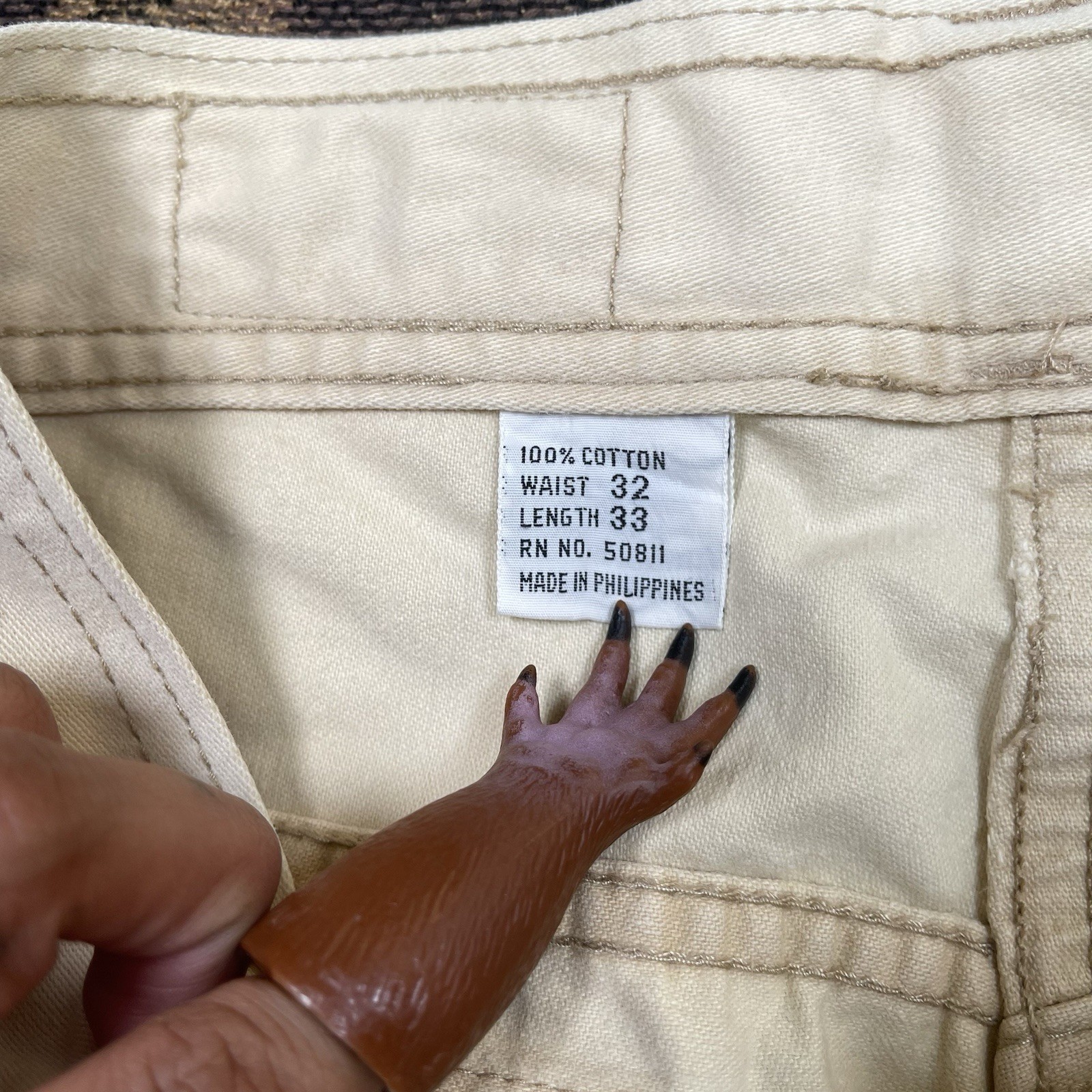 Vtg 70s Grape Vines Cargo Flare Wide Leg Beige Pants Juniors Size 32×33