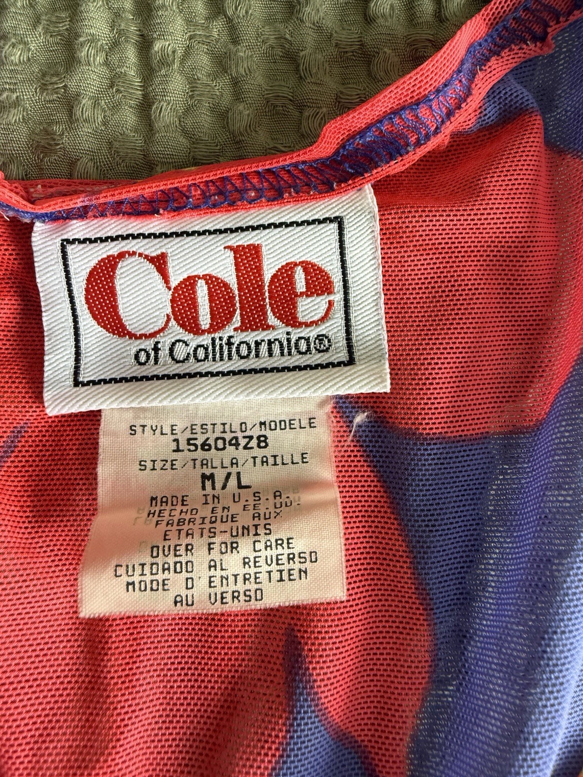 Vintage Cole of California Rare Sheer Vibrant Floral Baby Doll Dress Swim Cover