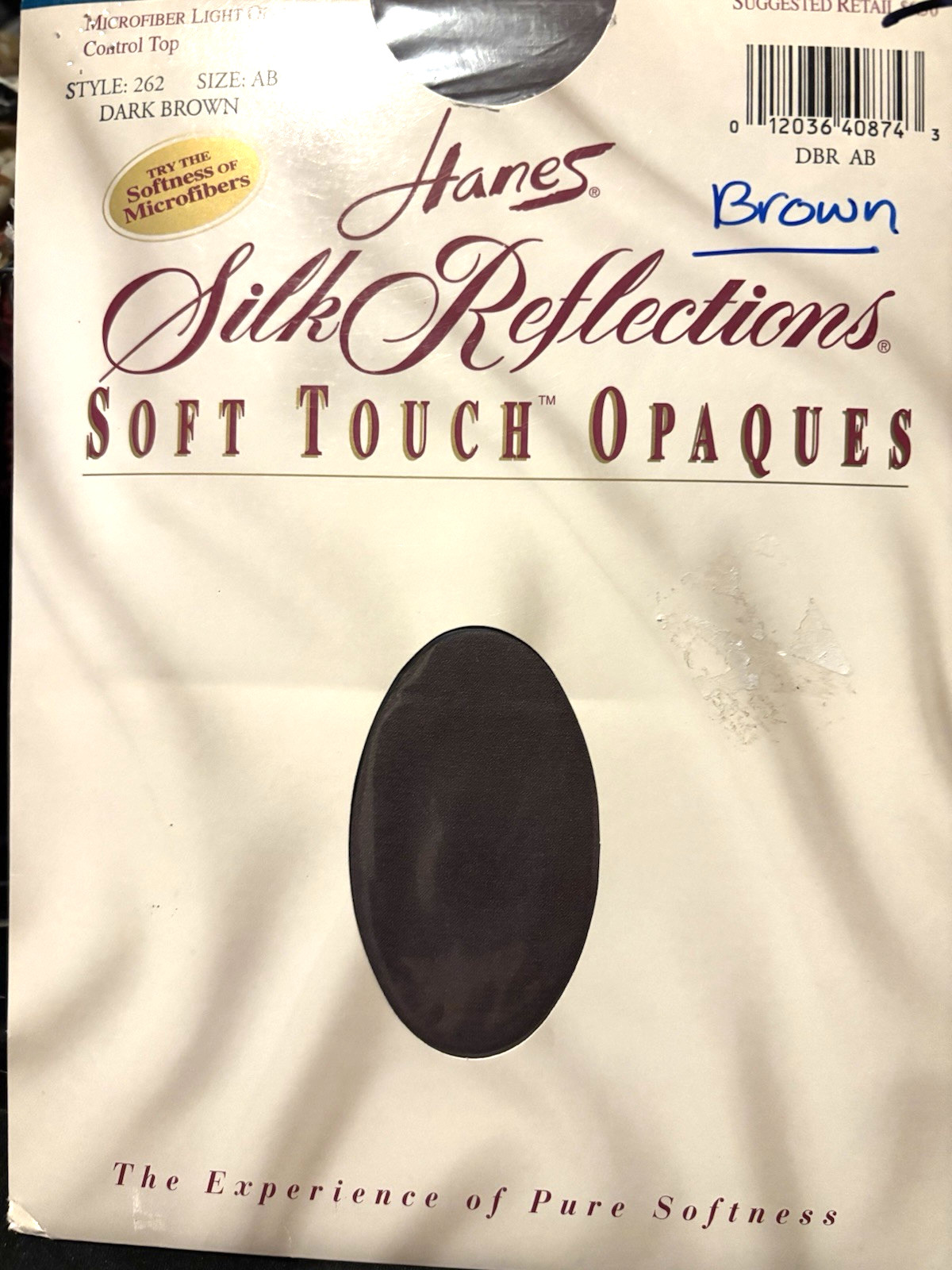 Hanes Silk Reflections Soft Touch Opaques Style 262 Dark Brown SZ AB Control NEW