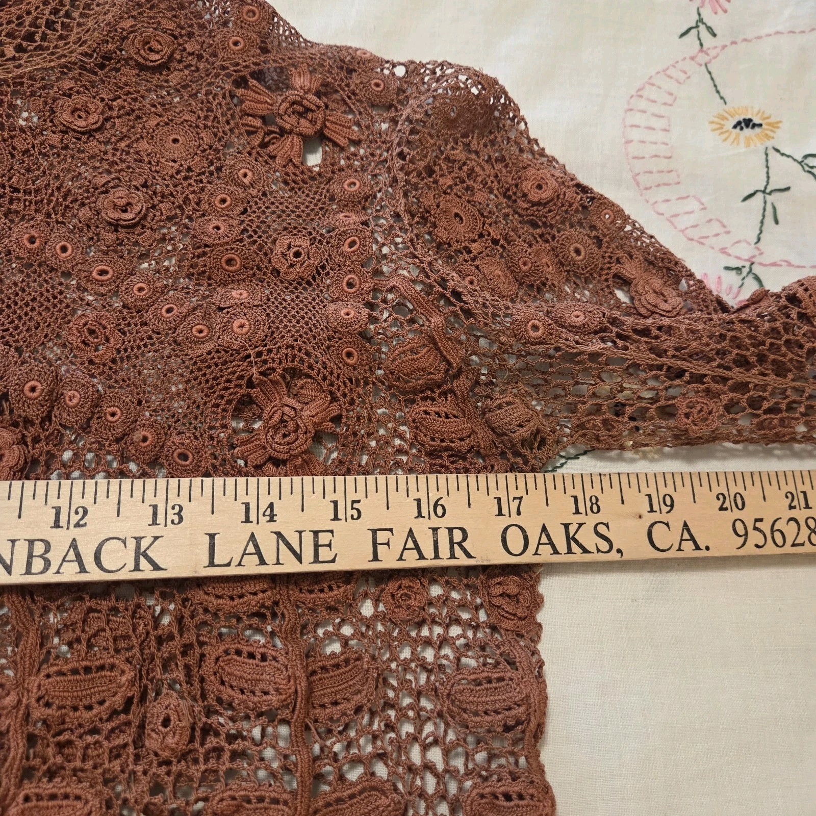 Victorian Irish Crochet Lace Top Blouse Mock Neck Edwardian Steampunk Size SM