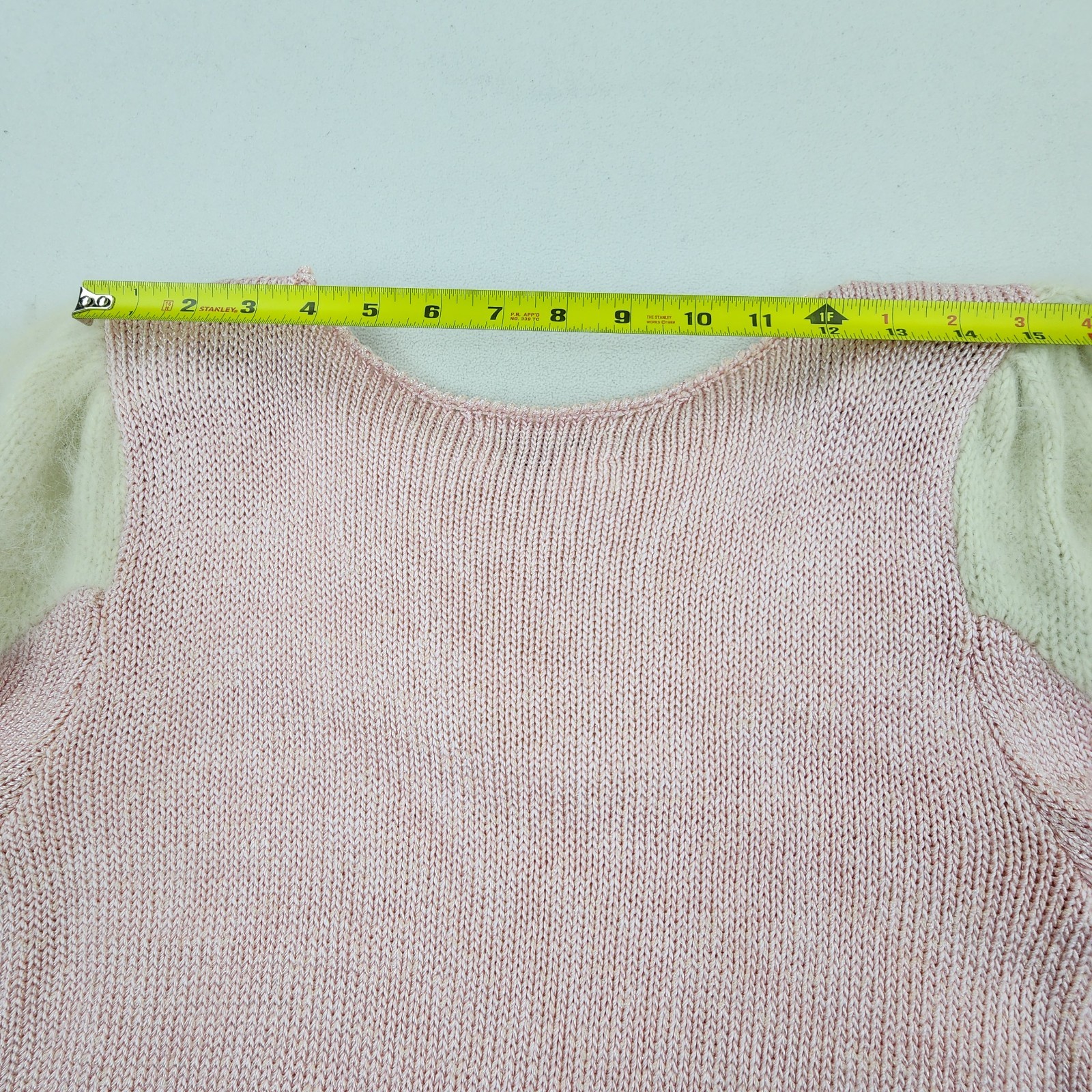 Vtg 80s DACANI Pink Knit Skirt Sweater Set Rhinestones Angora Shoulders Beaded