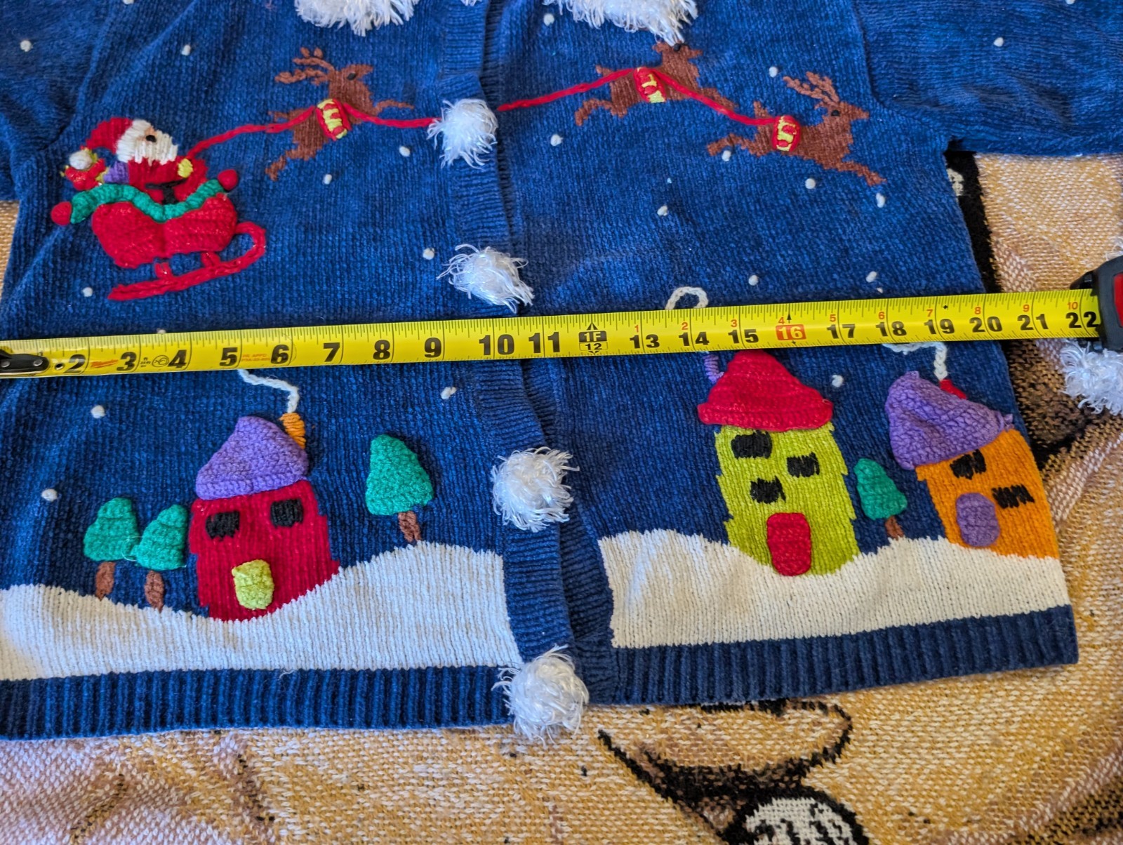 Vintage Bellepointe Blue Presents Ugly Santa Village Cardigan Medium
