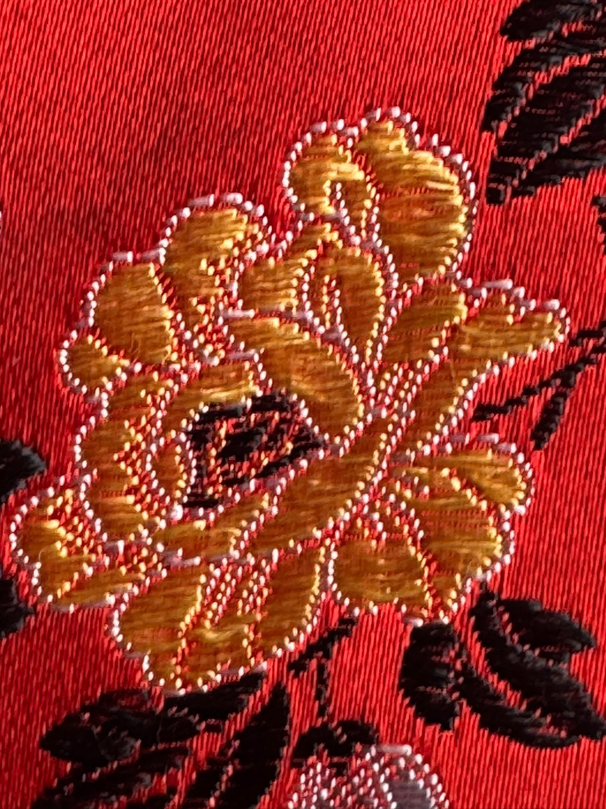 Vintage Kimono Silk Coat Red China Coat 70s Embroidery Silk Size 38 40 42
