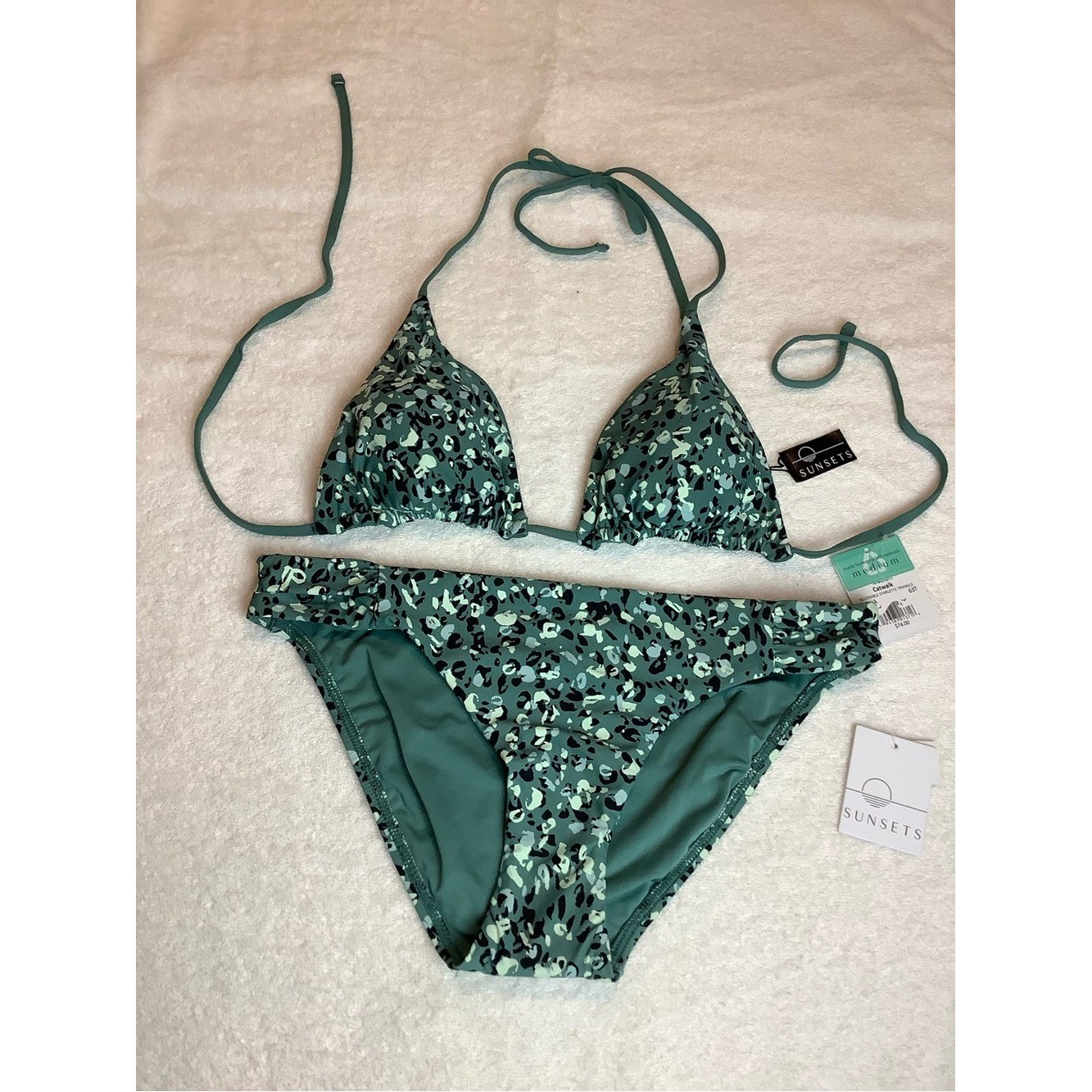 NWT sz MED Sunsets Reversible Catwalk Starlette Triangle and Hipster Bikini Set